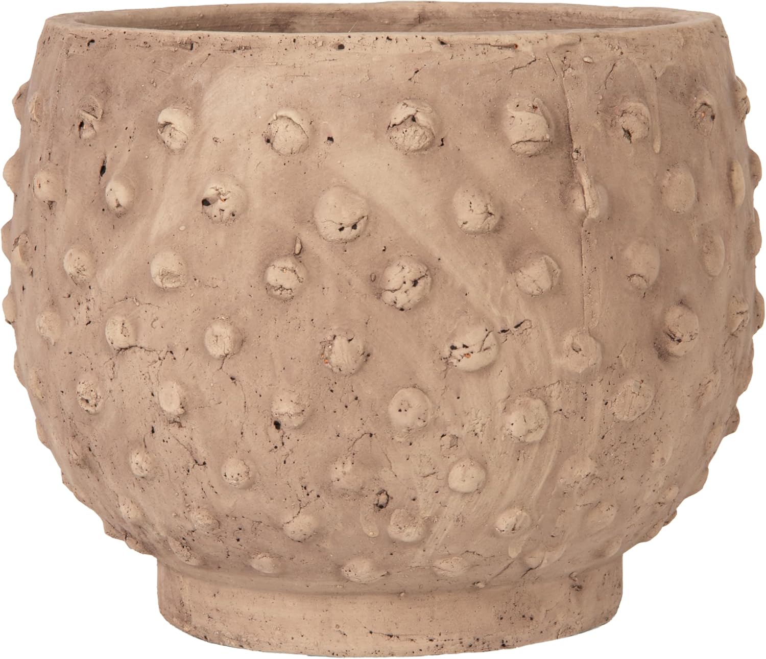 Creative Co-Op 9.25" Round Sandstone Hobnail Planter with Distressed Finish, Greige