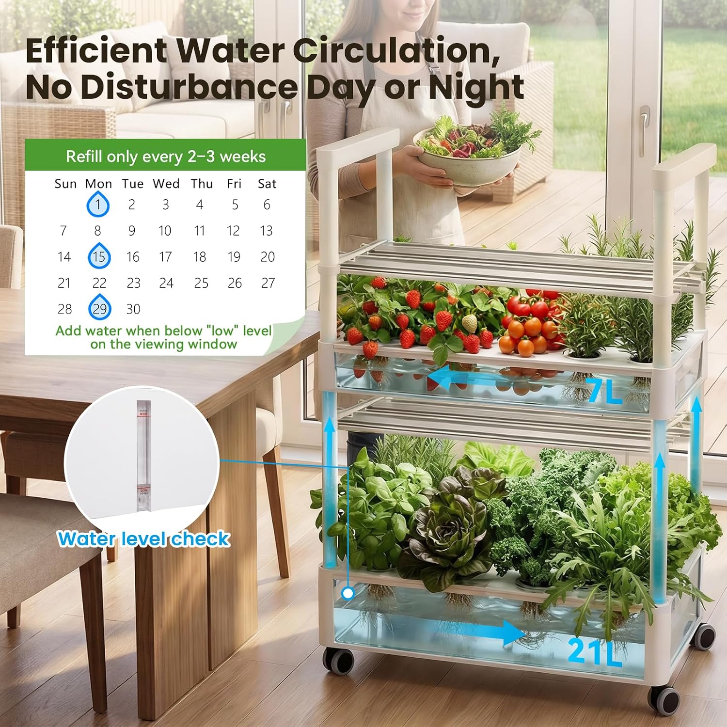 Indoor Hydroponics Growing System with Grow Light & APP Control | 28 Pods Lettuce Growing System with 28L Large Water