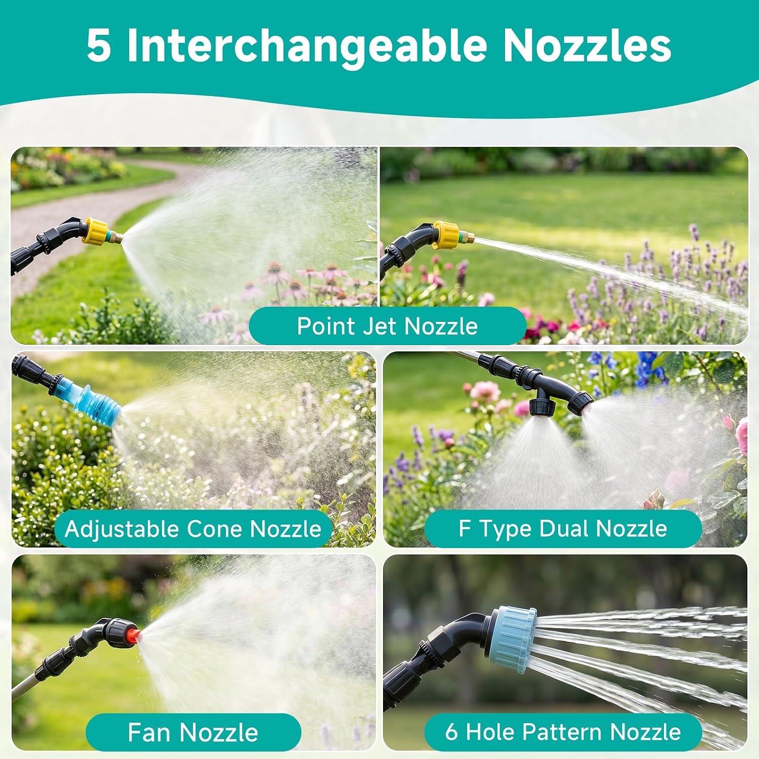 Battery Powered Garden Sprayer 2 Gallon, 7.4V High Pressure Rechargeable Weed Sprayer with 3 Pressure Mode, 5 Spray