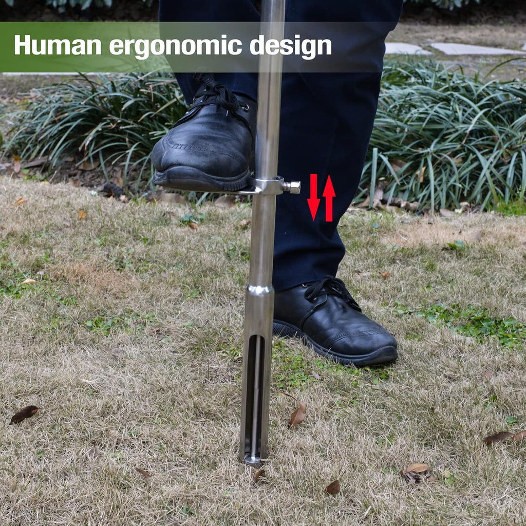 40 Inches Professional Stainless Steel Soil Sampler Probe with Ejector Foot Pedal Reusable Sample Bag, Soil Test Kits