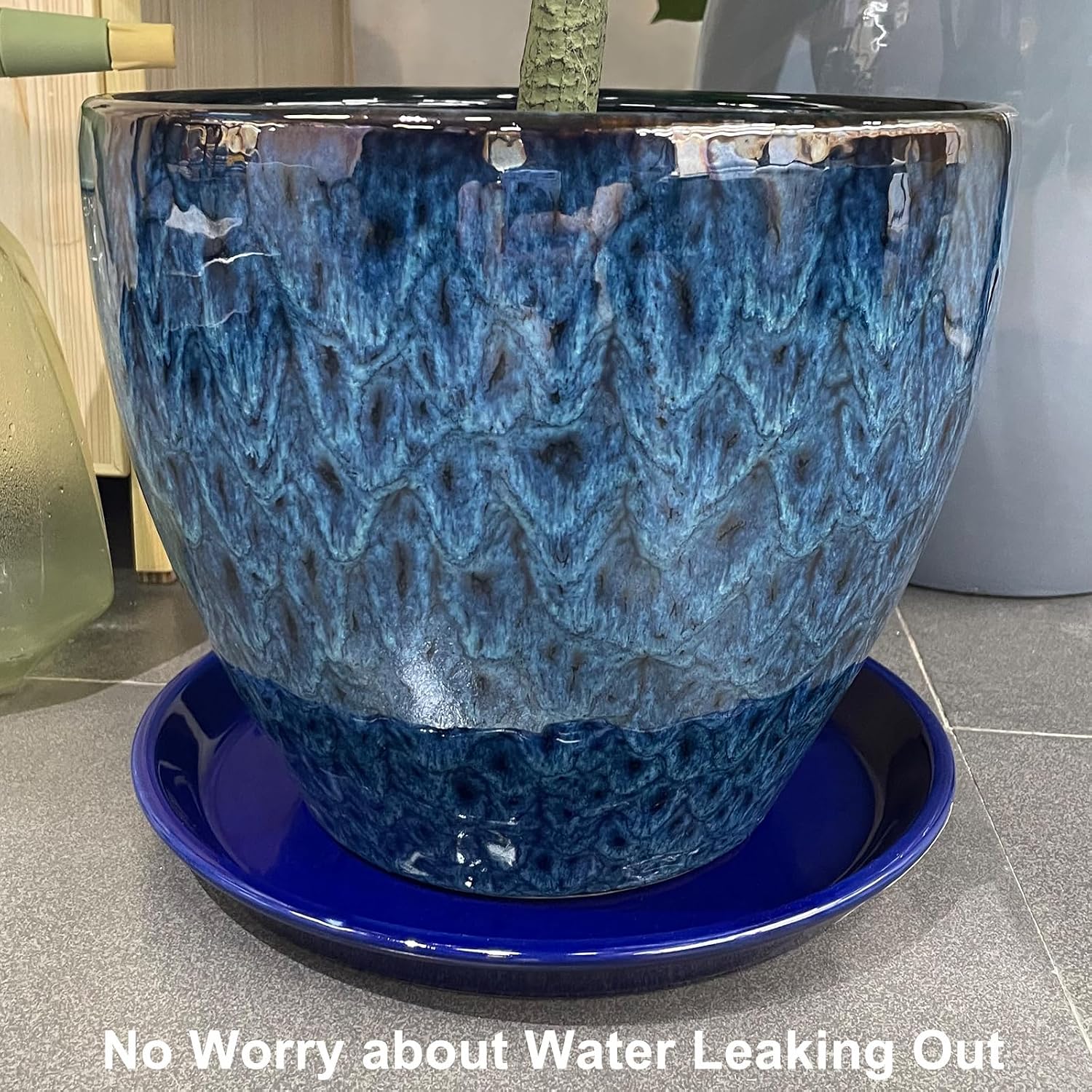 Plant Saucer for Outdoors - Ceramic Plant Saucer, 10 Inch Plant Trays for Indoors, Round Flower Pot Saucer, Large Plant