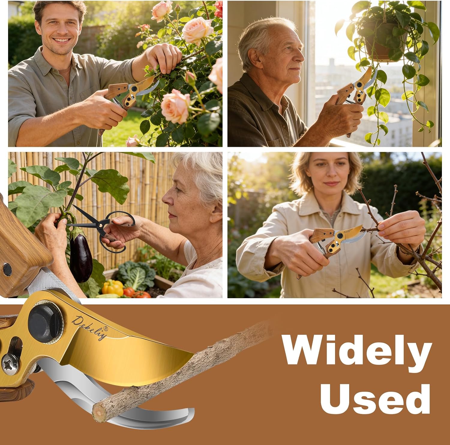2Pack Garden Pruning Shears Set: Ultra Sharp SK5 Blade Gardening Shears & Precision Garden Scissors,Wood Like&Wide