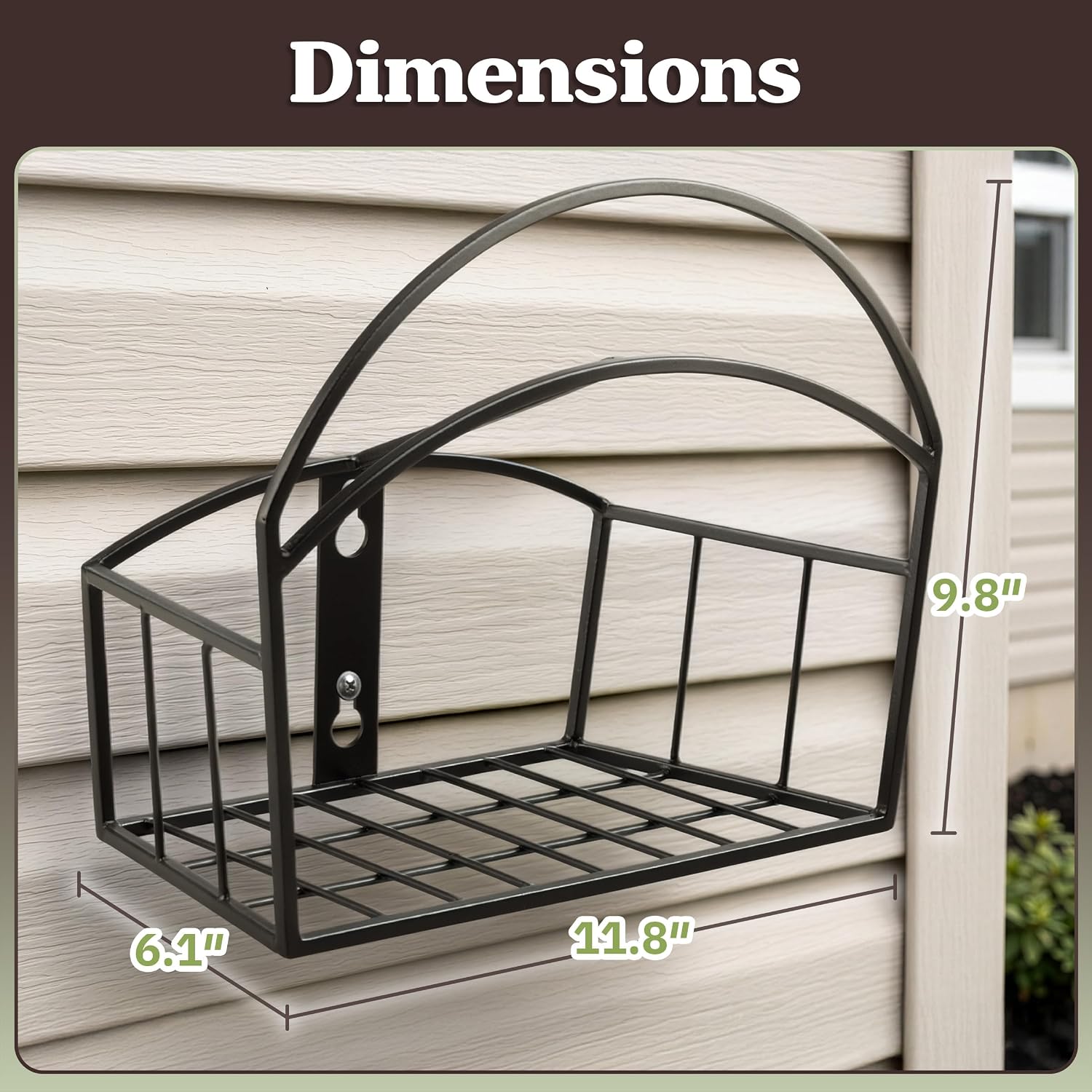Garden Hose Holder Wall Mount with Storage Basket - Rust-Resistant Steel Outdoor Water Hose Hanger Hook for 100ft of