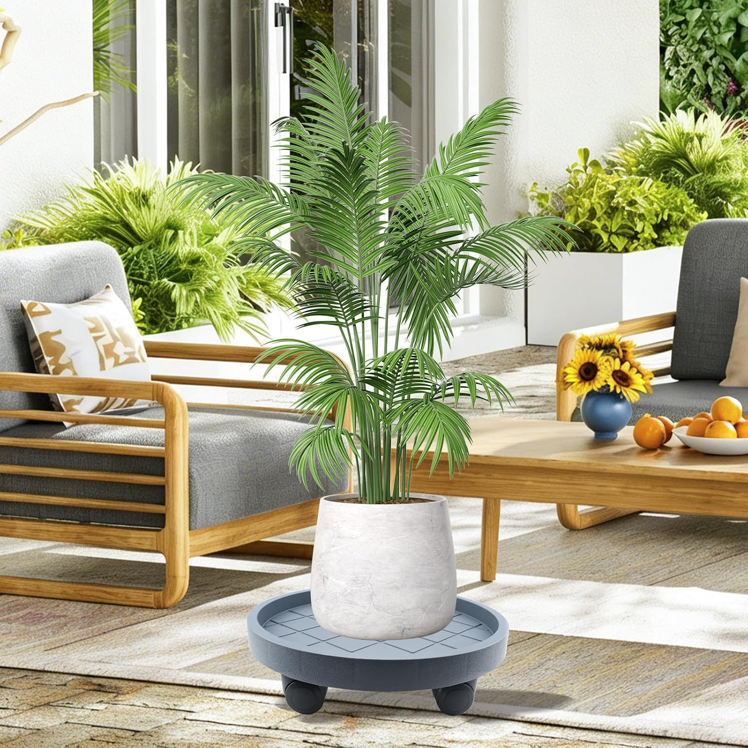 K KASONIC 12 Inch Plant Caddy with Wheels, 220LBS Capacity Rolling Plant Stand Dolly, 2 Pack Round Planter Saucer Mover