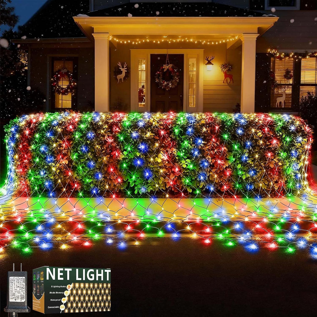 LitHome 14.8FT x 5FT Christmas Net Lights Outdoor Mesh Lights Connectable
