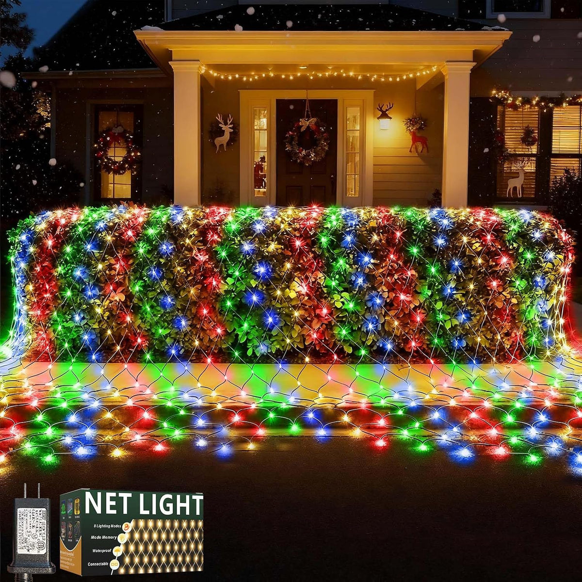 LitHome 14.8FT x 5FT Christmas Net Lights Outdoor Mesh Lights Connectable