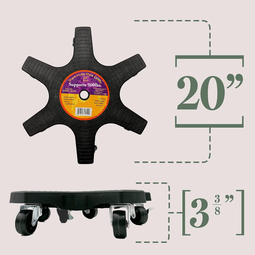 Bosmere 20" Plant Caddie - Heavy-Duty Rolling Plant Stand with Locking Wheels, 500 lb Capacity – Durable Plant Caddy