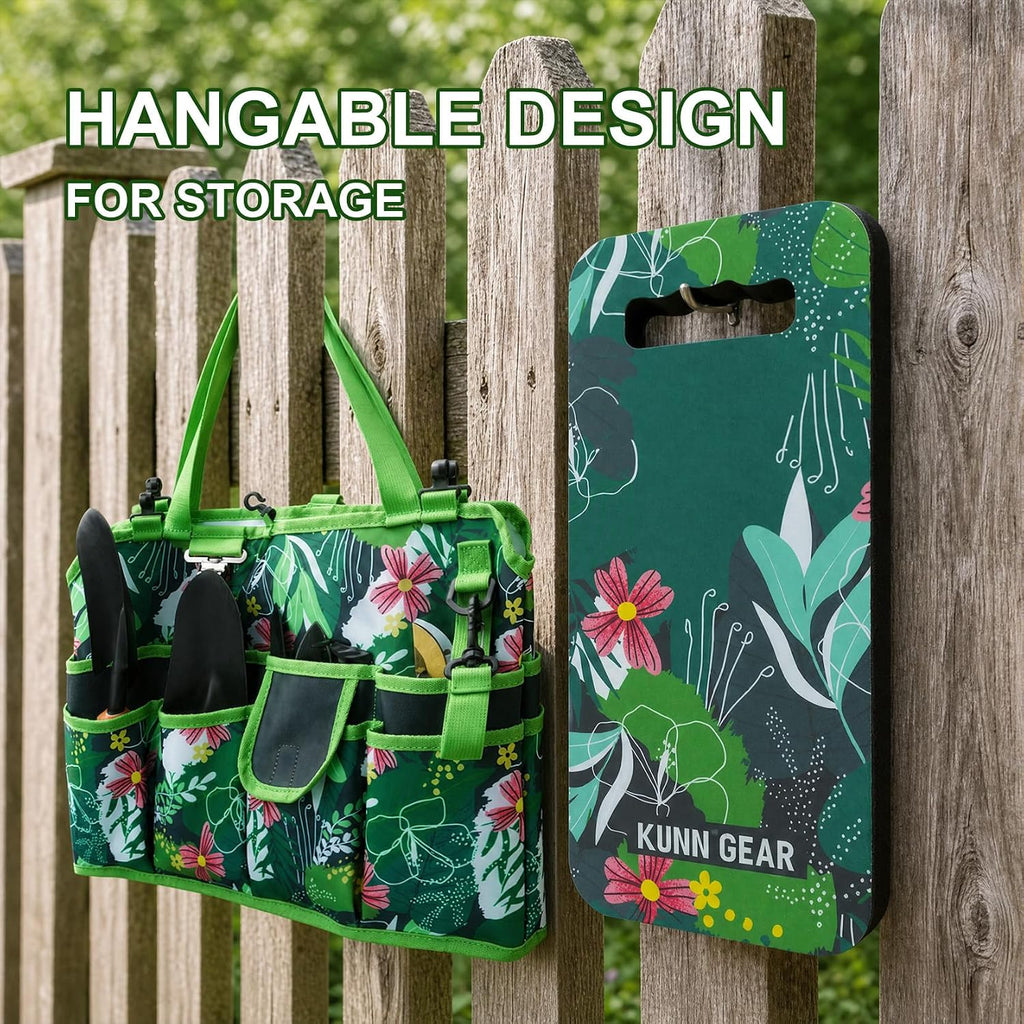 KUNN 5 Gallon Garden Bucket Tool Organizer & Kneeling Pad Set, 18-Pocket Heavy Duty Garden Caddy with Hangable Handle