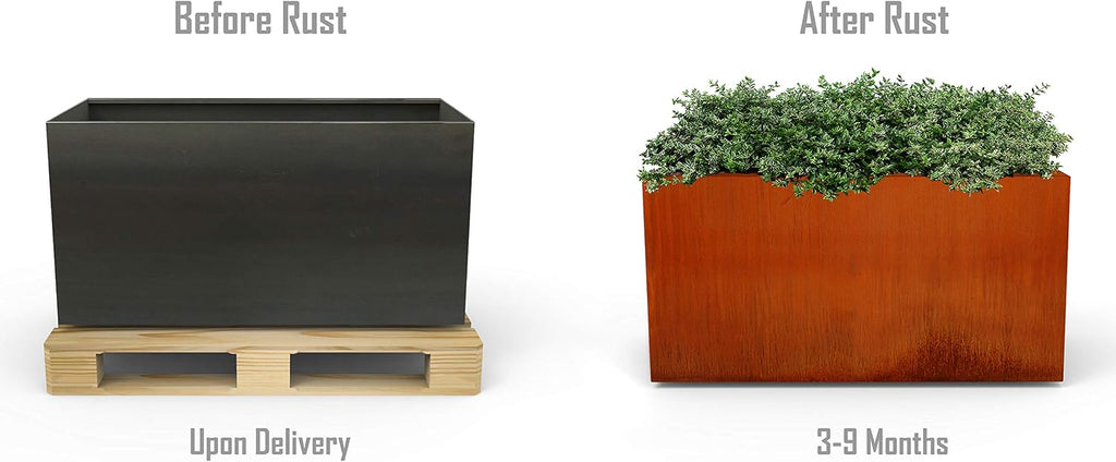Large Rectangular Planters for Outdoor Plants - 60x18x36 Inch Corten Steel Planter, Extra Large Outdoor Planter Box for
