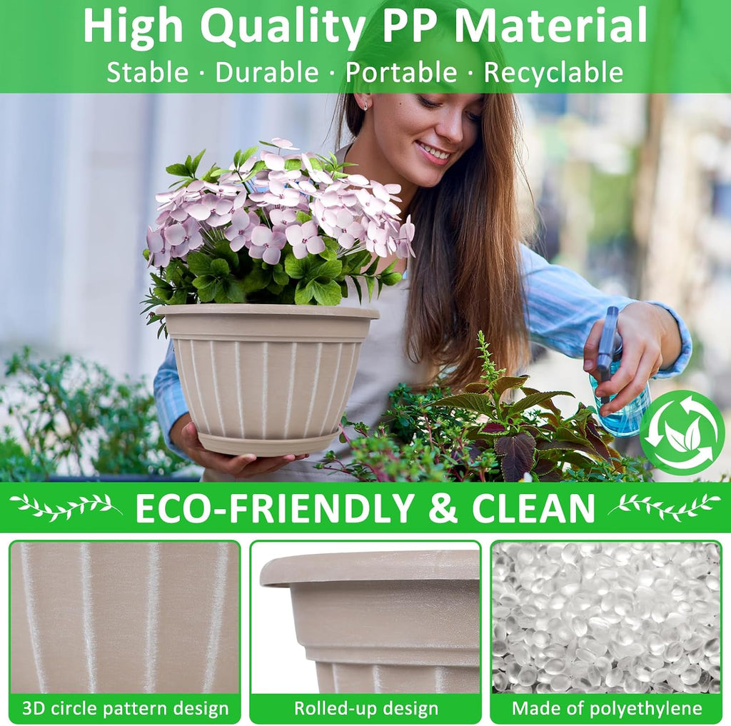 10 Inch Plant Pots,4 Pack Flower Pot,Planters Pot with Drainage Hole | Modern Planters for Outdoor Plants with
