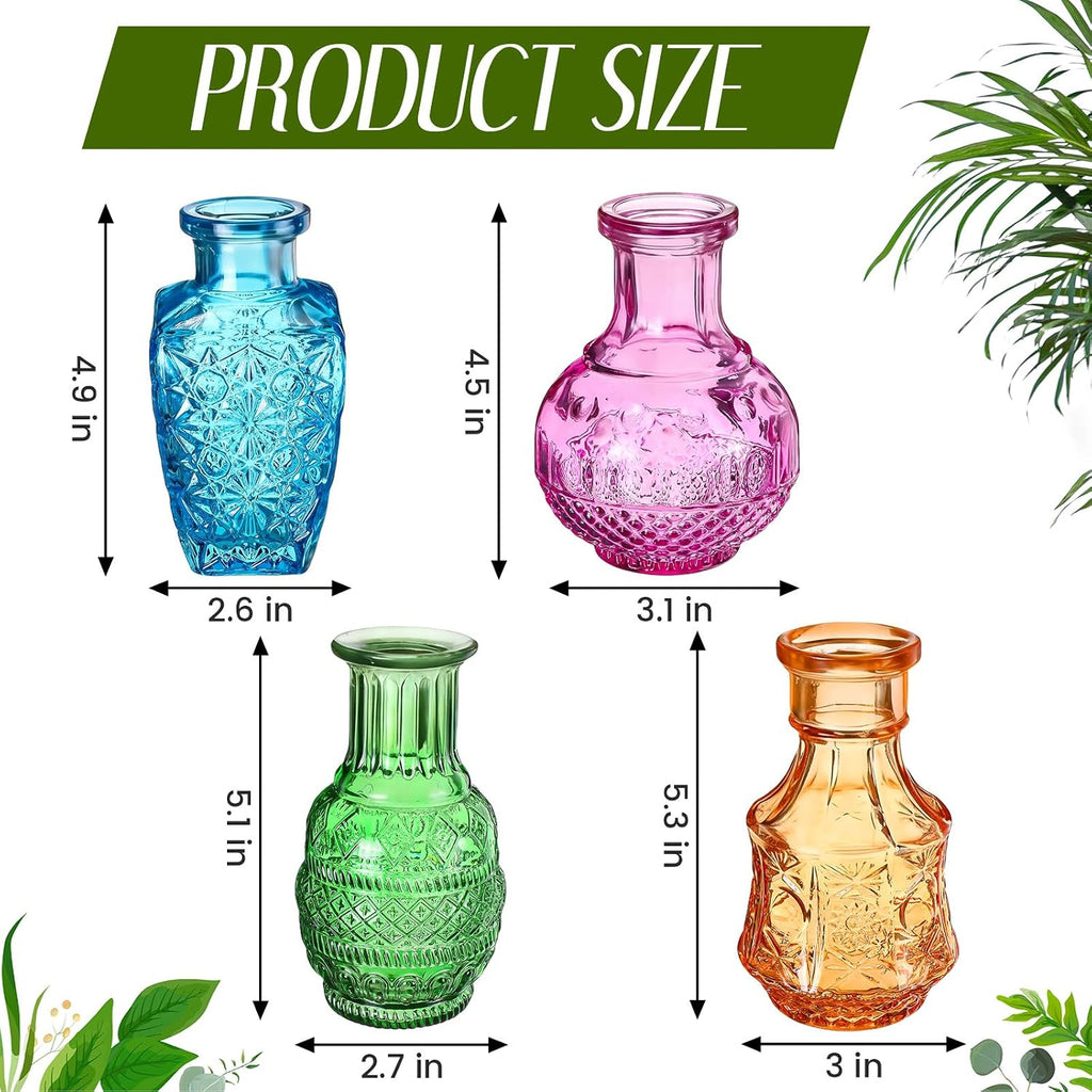 4 Pcs Stained Glass Hanging Vases Hanging Glass Planters Small Plant Terrarium Pot Containers with Rope for Garden Home