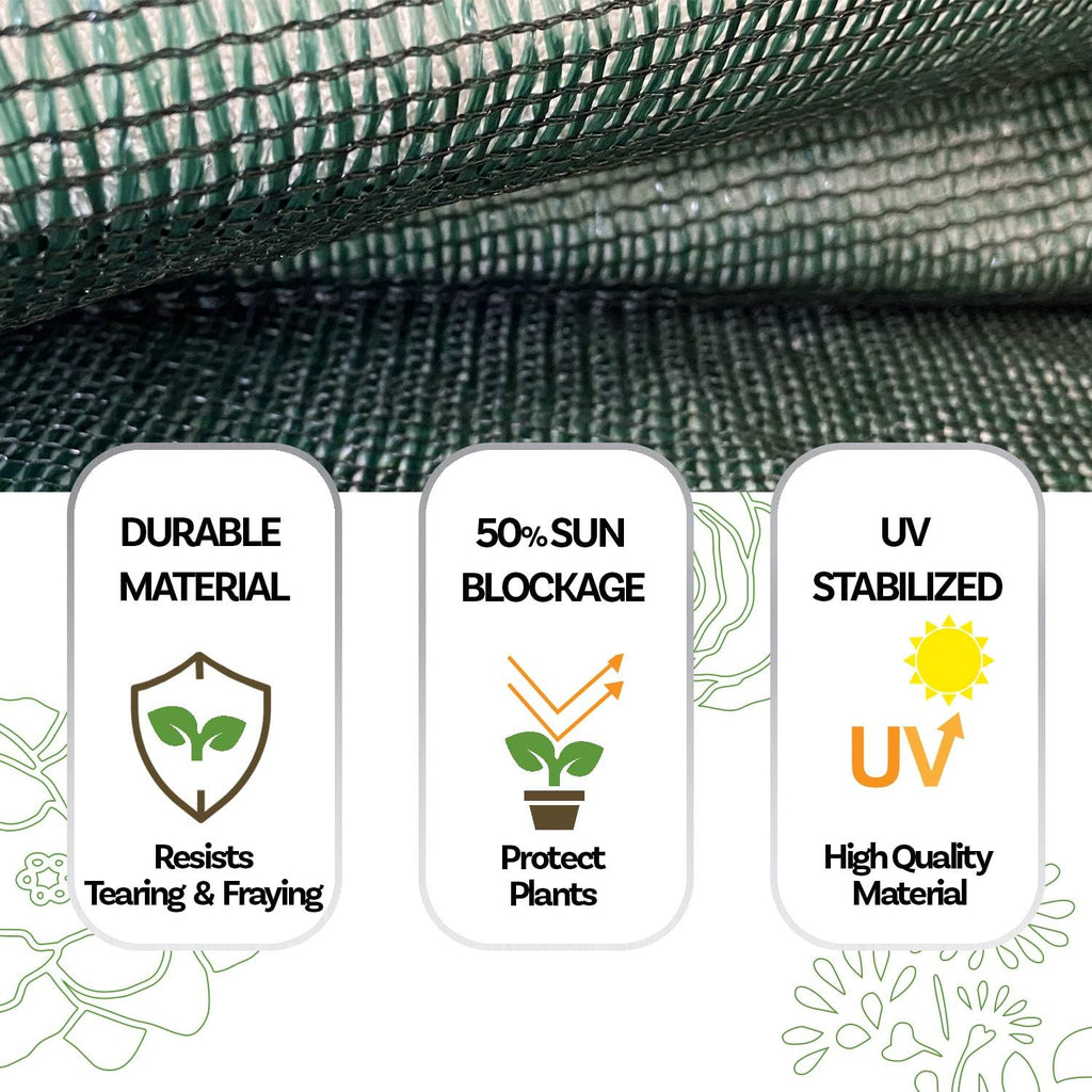 Alion Home HDPE 50% Sun Block Garden Netting Mesh - (6' x 6', Green)