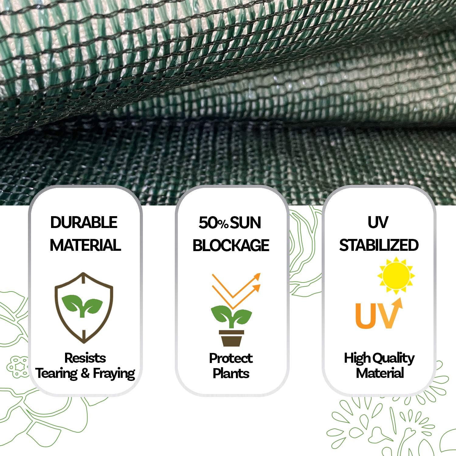 Alion Home HDPE 50% Sun Block Garden Netting Mesh - (6' x 6', Green)