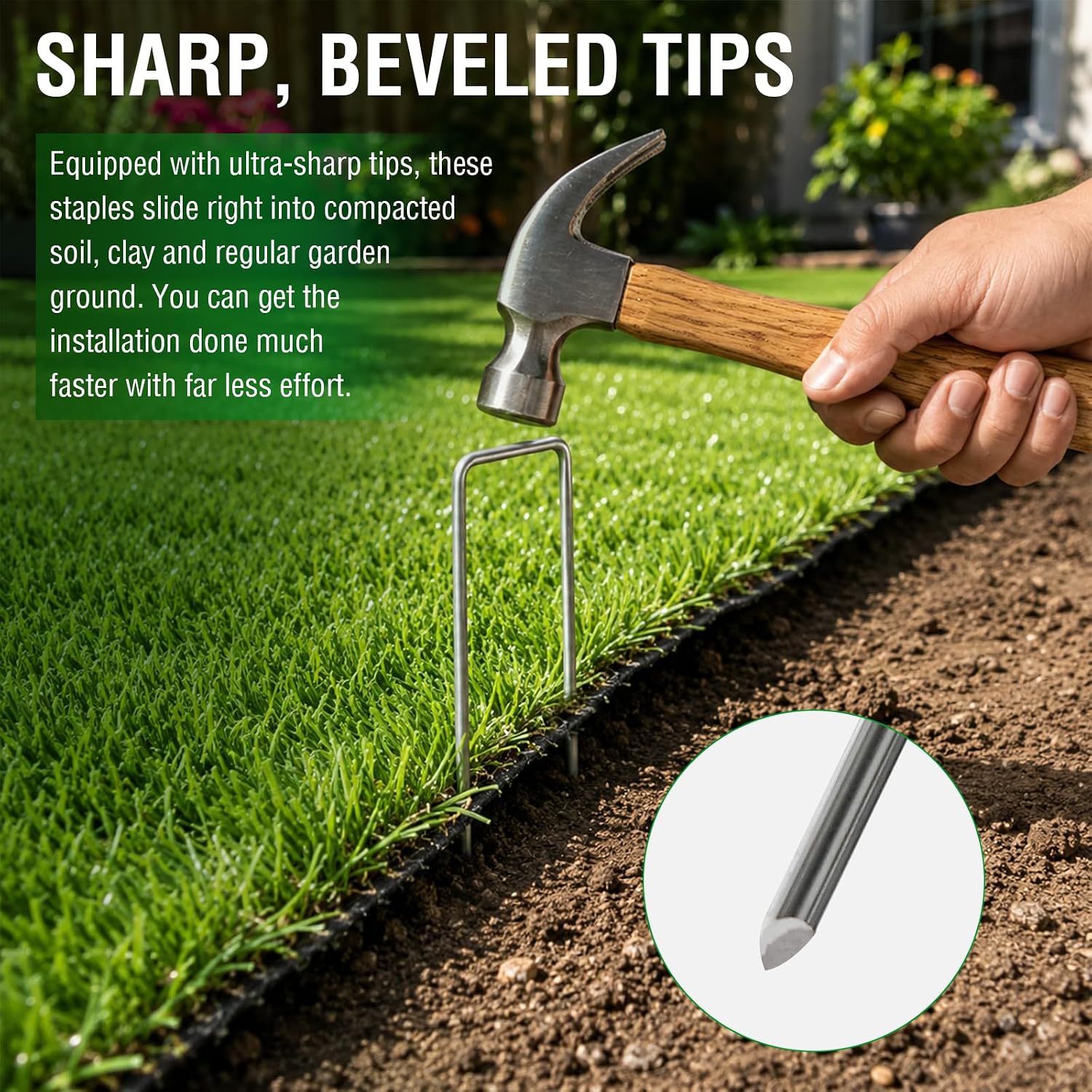 MIXC 200 Pack 6 Inch Landscape Staples for Lawn Yard | 11 Gauge, Galvanized Steel, U Shaped, Anti-rust Coating, Garden