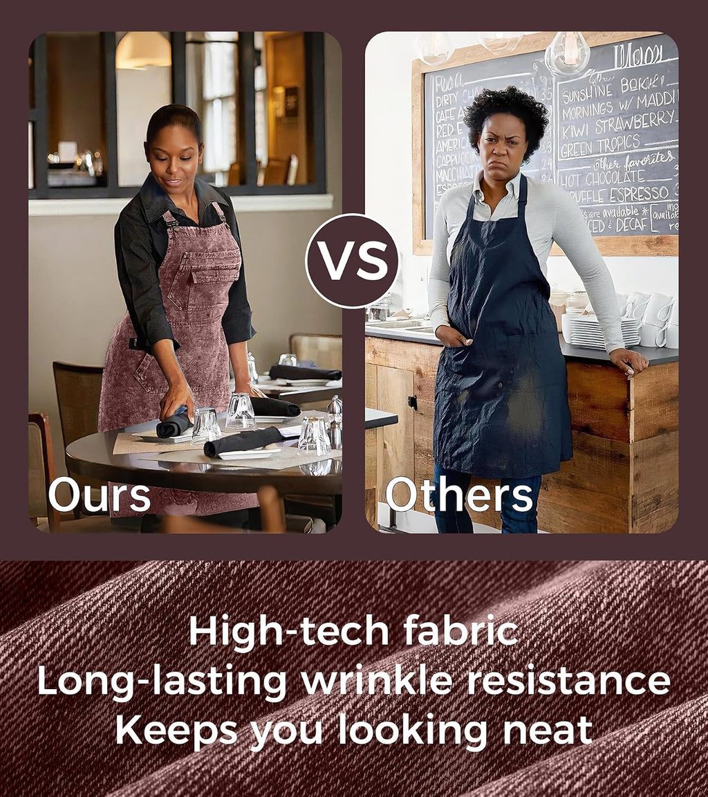 Denim Apron with Pockets for Hair Stylist Gardening Craftsmen Barista Women Hairdresser Jean Work Apron Cross Straps