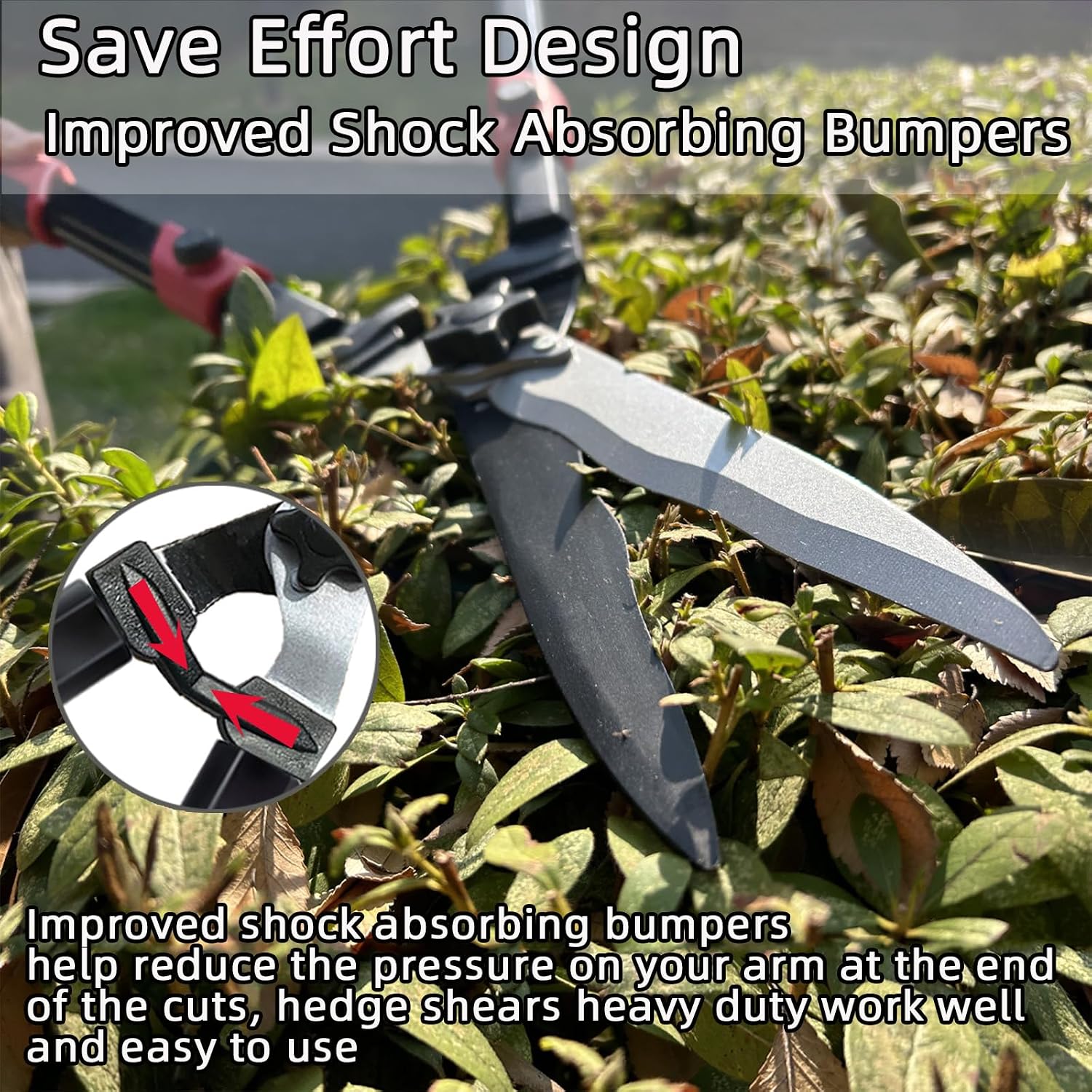 YRTSH Hedge Shears, Extendable 26"-32" Hedge Clippers with Sharp Wavy Blade | Manual Hedge Shears for Trimming Borders