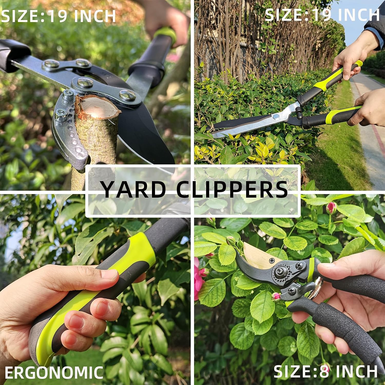 YRTSH Loppers Hedge Clippers & Pruners Combo Set 3-Piece Hedge Shears | Sharp Tree Trimmer Branch Cutter for Yard, Lawn