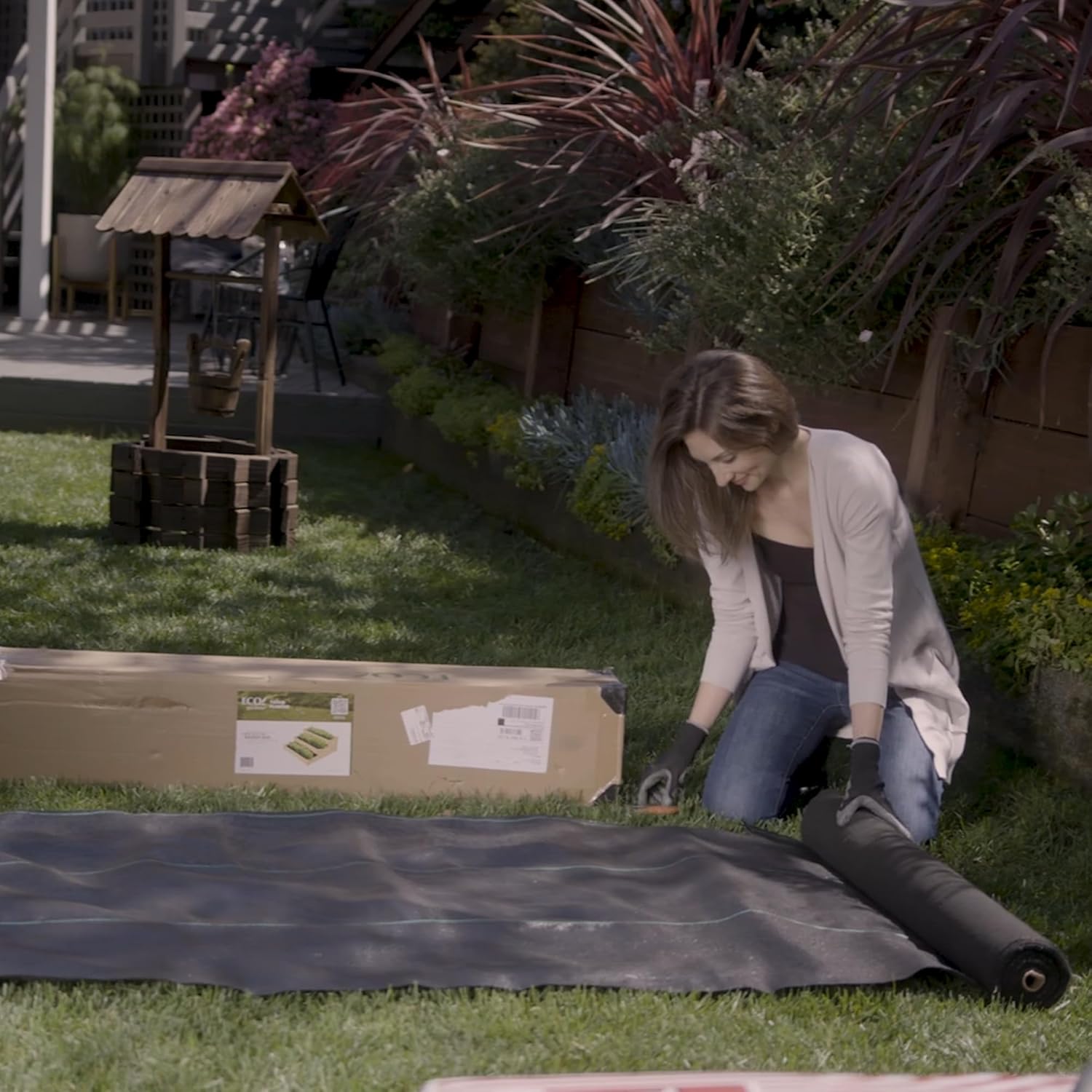 Premium Landscape Fabric, 4ft x 50ft Pro Garden Weed Barrier - Durable & Heavy Duty Weed Block Gardening Mat, Easy Setup