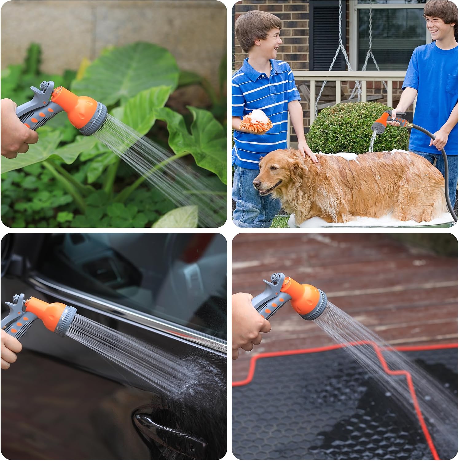 GAOMON Retractable Garden Hose Reel - 1/2 in x 72 ft, Wall Mounted, 9-Function Sprayer, Any Length Lock, 180° Swivel