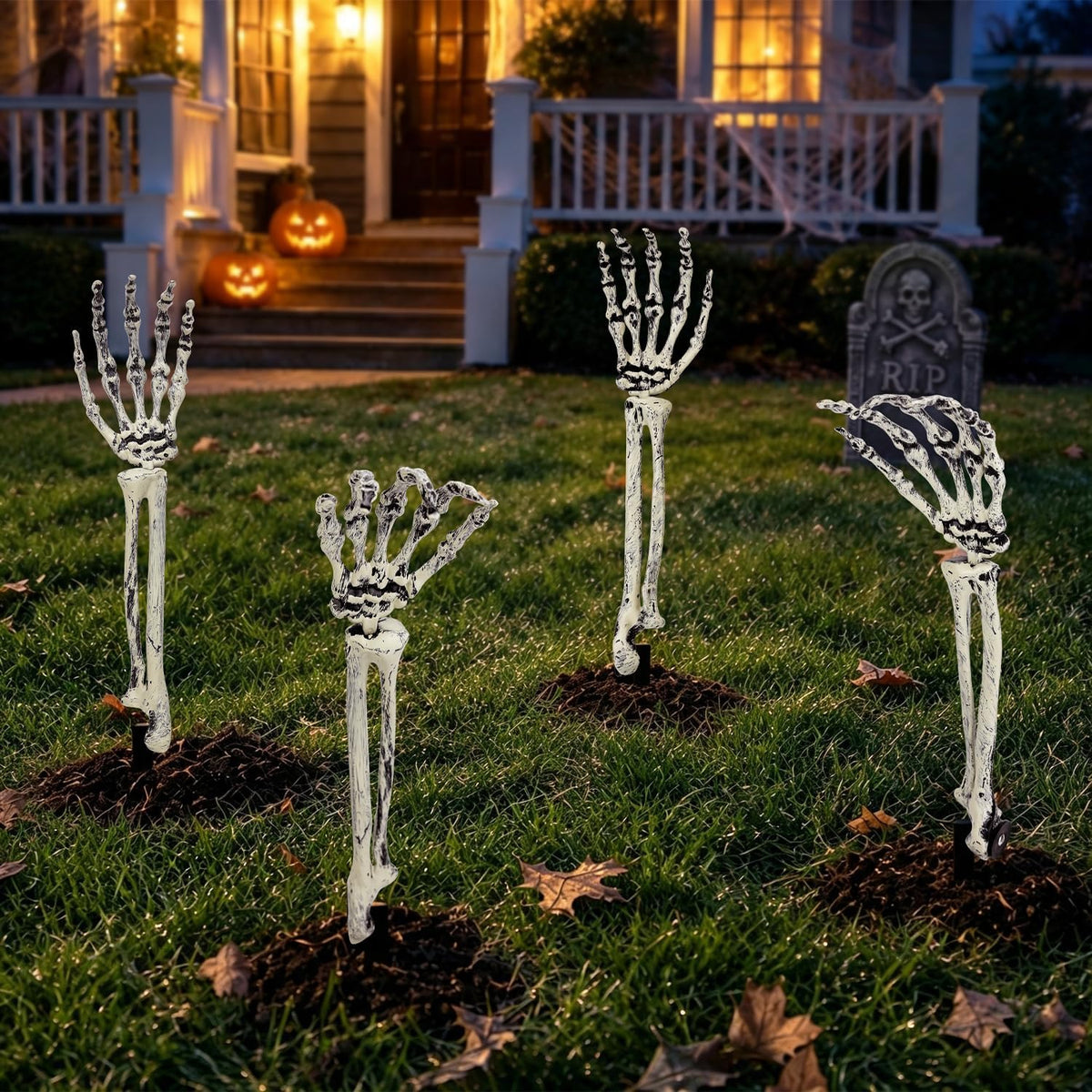 12PCS Realistic Skeleton Hands Stakes, Halloween Outdoor Yard Lawn Decor