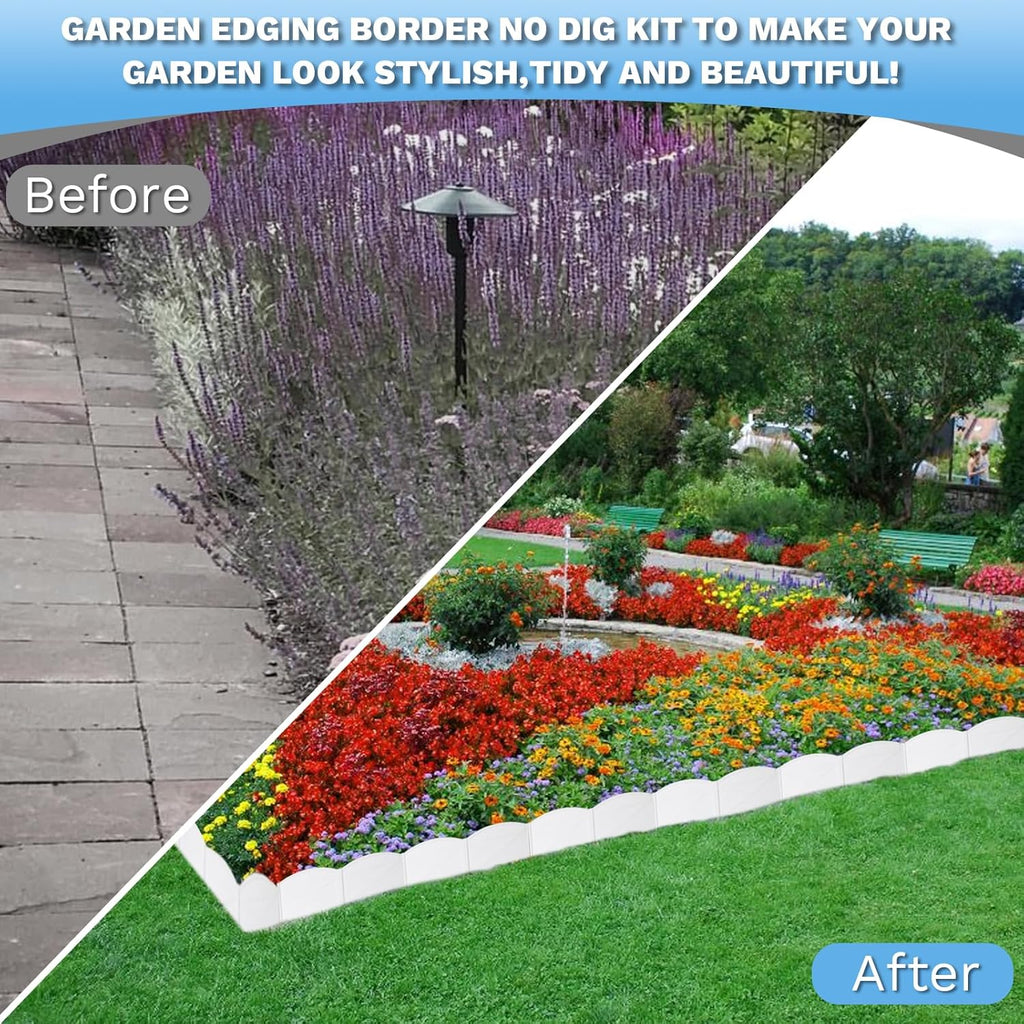 Vashly No-Dig 30Ft Landscape Edging, 6 Inch Tall Garden Edging Garden Edging Border, 30Pcs Flower Bed Edging Border