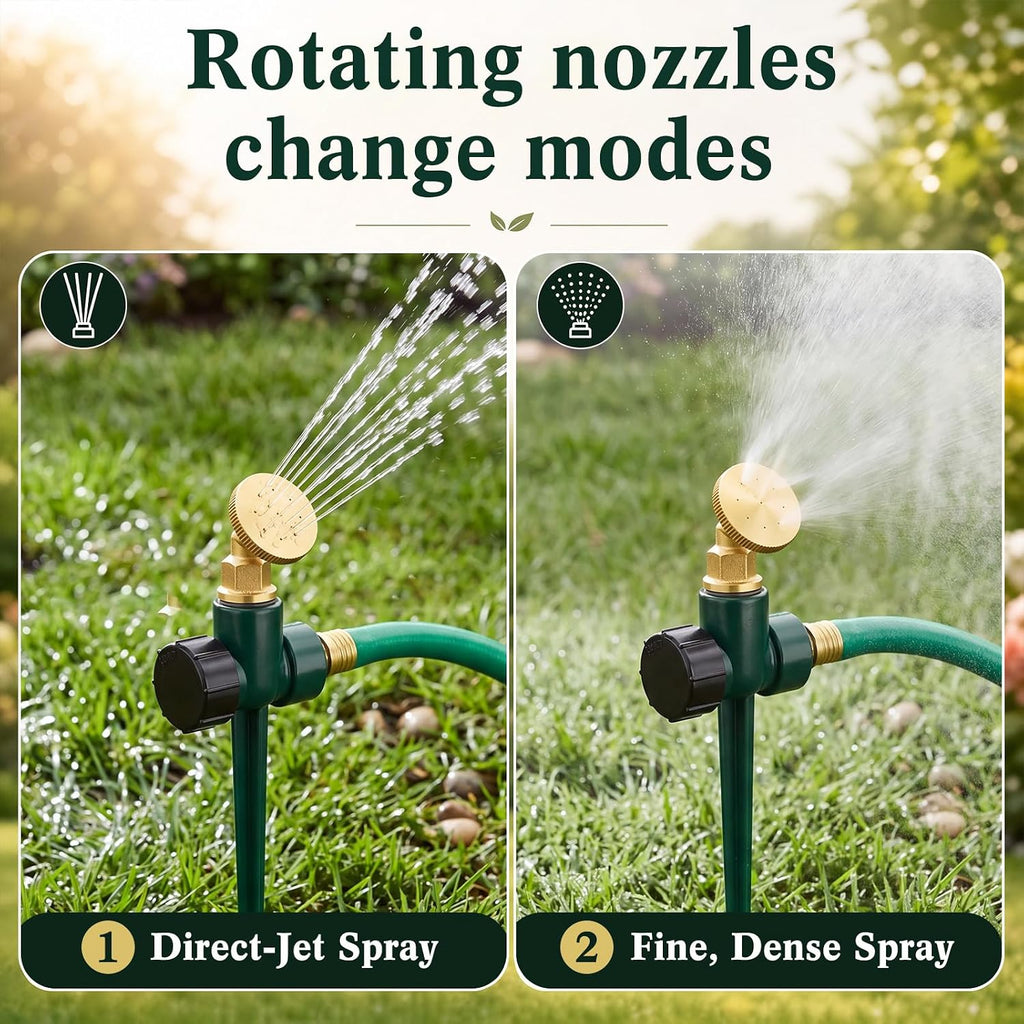 Tioncy 4 Pack Metal Lawn Sprinkler for Yard with Brass Nozzle & Aluminum Alloy Spike Base, Adjustable Automatic Garden