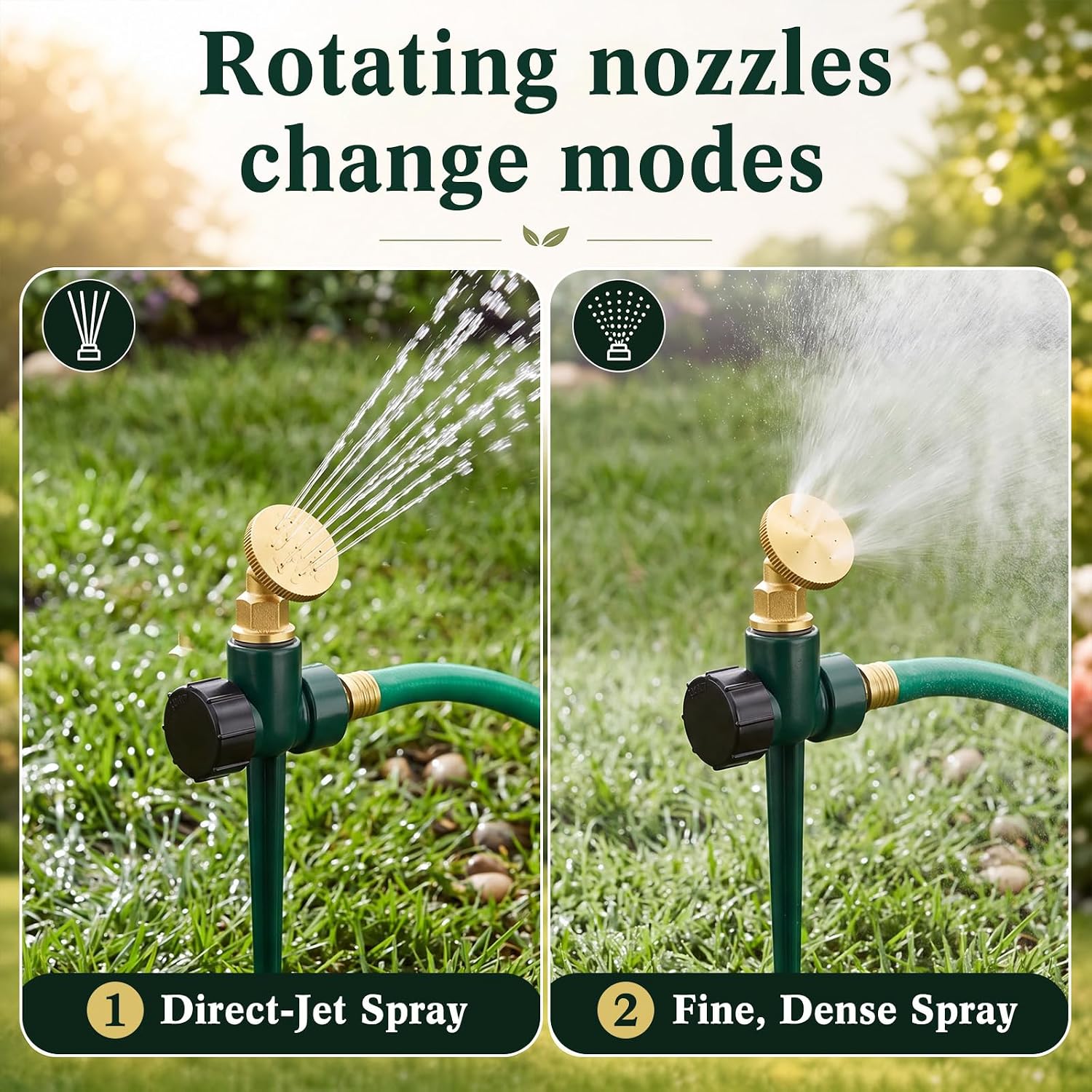 Tioncy 4 Pack Metal Lawn Sprinkler for Yard with Brass Nozzle & Aluminum Alloy Spike Base, Adjustable Automatic Garden