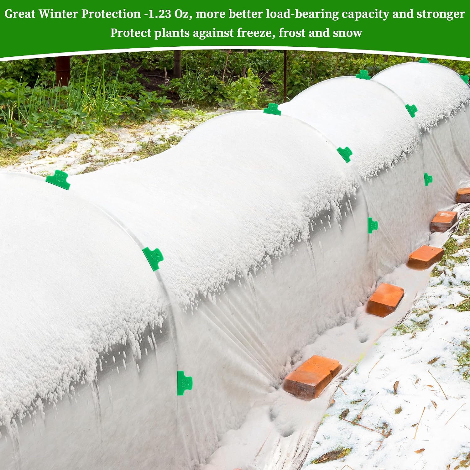 Plant Covers Freeze Protection Kit, 10 x 30 FT 1.23 Oz/yd² Frost Blanket Garden Hoops Kit for Winter, 36 Hoop, Reusable