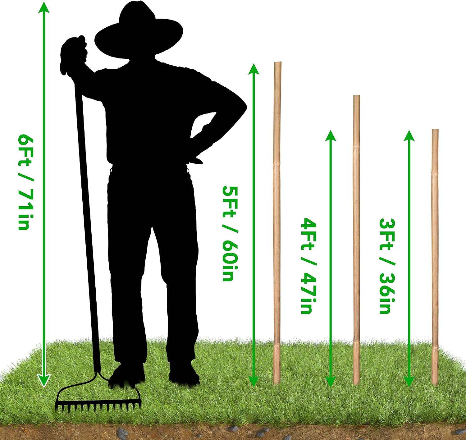 SWANGSA 55 Pack Bamboo Stakes for Plant 5 Feet(57.5inch) Bamboo Sticks for Garden Plant Support Stakes Poles for