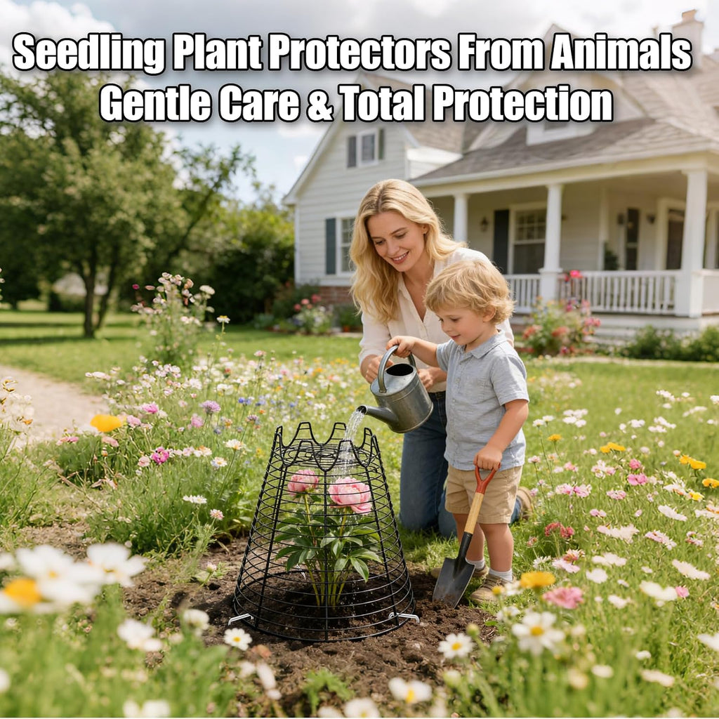 6 Pcs 11.6"×11.6" Garden Cloches for Plants, Sturdy Metal Plant Cages to Keep Animals Out, Reusable Wire Plant Covers