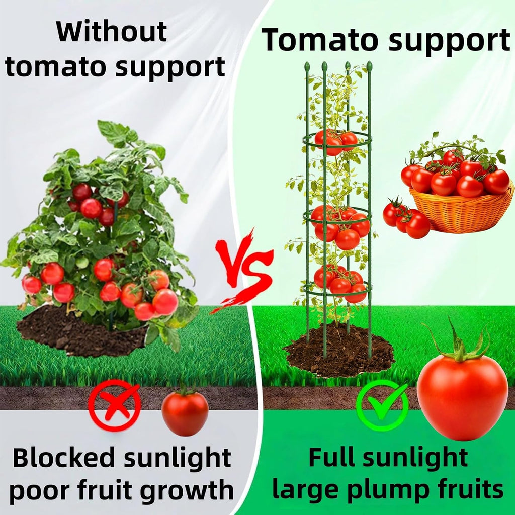 3 Pack Heavy Duty Tomato Cages for Garden, 59 Inch Tall Adjustable Metal Tomato Plant Support for Pots, Round Trellis