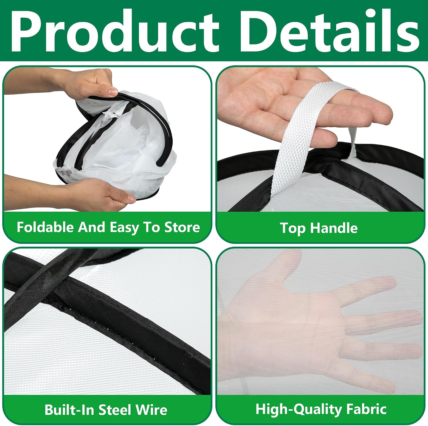 2 Pcs Pop Up Insect Barrier Plant Cover Tent, 22 x 22 x 22 Inch Foldable Garden Plant Protectors Mesh Enclosure, Garden