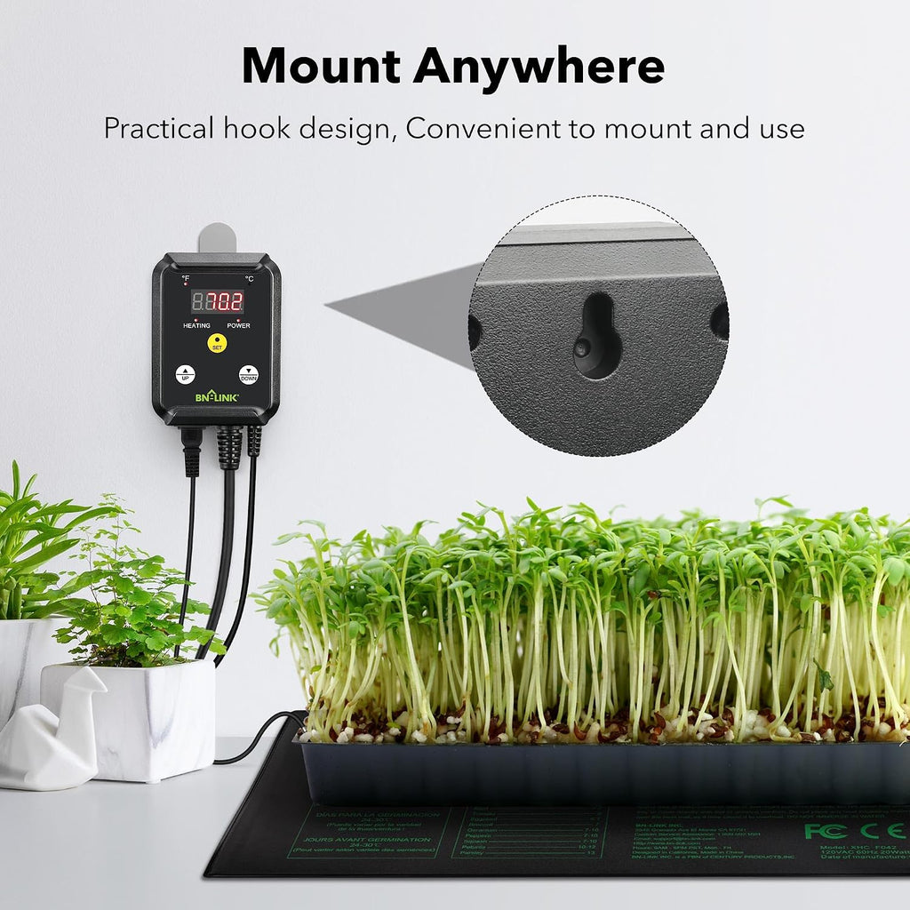 BN-LINK Reptile Thermostat Controller and Heat Mat for for Seed Germination, Reptiles and Brewing Breeding Incubation