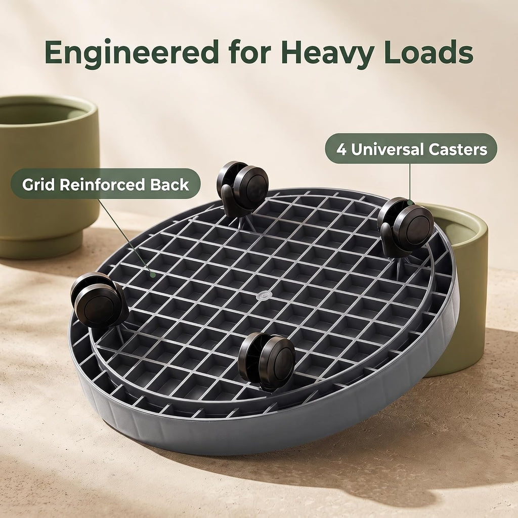 2 Pack of 14 Inch Heavy Duty Plant Caddy with Wheels,Rolling Plant Stand Pot Trolley,Wheeled Planter Saucer Tray,Potted