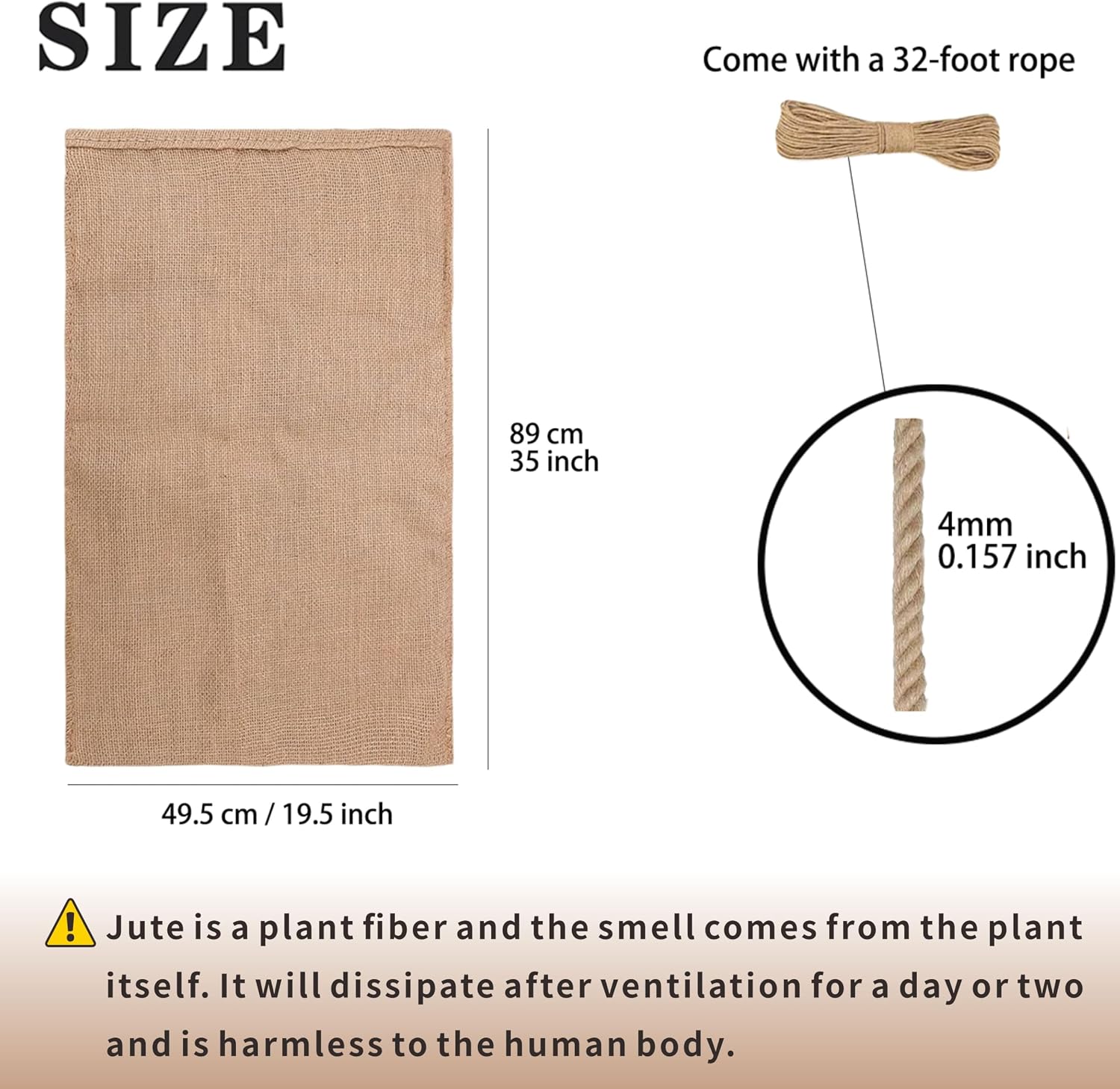 6 Pack Burlap Bags, 19.5 × 35 inch Potato Sack Race Bags Natural Jute with Rope, Reusable Grocery Bags Strong for Food