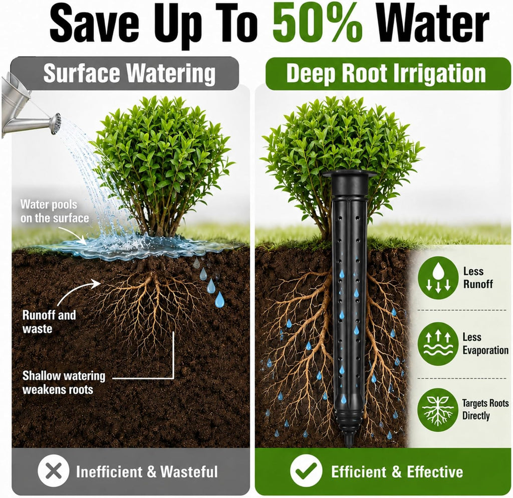 12 Pack Tree Watering Stake Large UV Protected ABS Plastic Deep Root Irrigation Spike for Garden Shrubs Bushes Shrubs