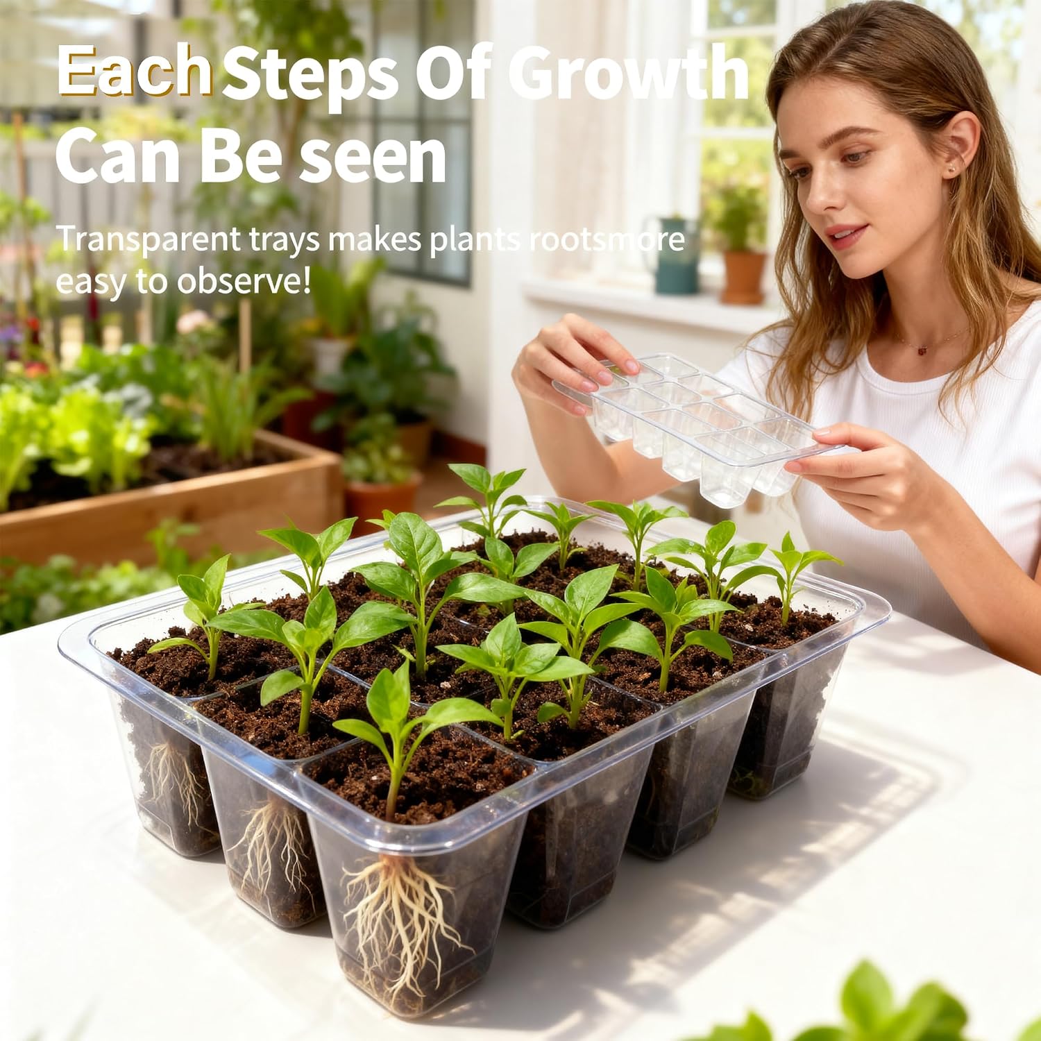 72-Cell Seed Starter Kit with Grow Light, Auto Timer & Humidity Dome | 5 brightness levels, 3/9/12H auto timer, 6