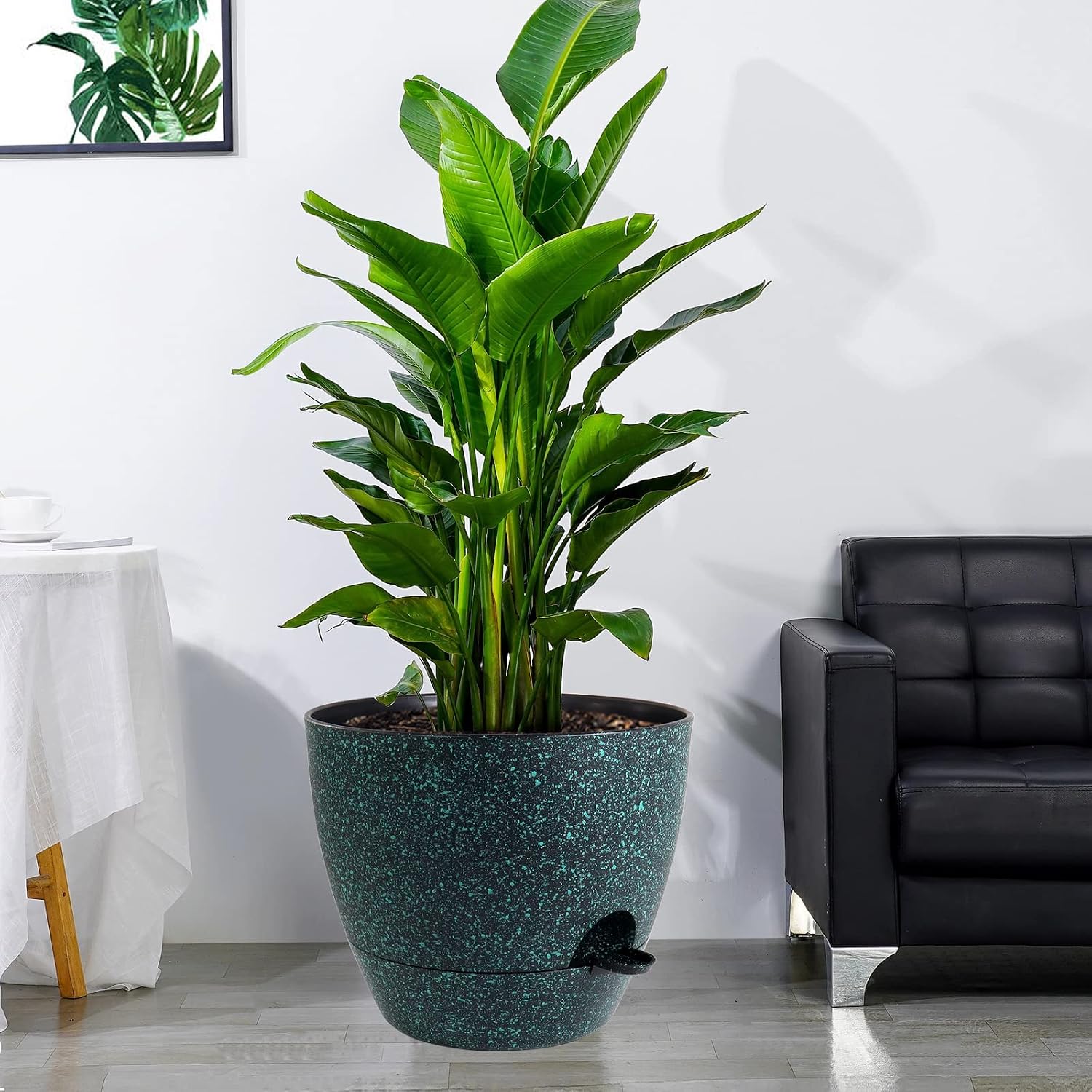 UOUZ 12 inch Large Self Watering Pots, Plastic Planters with 60oZ Removable Deep Reservoir and Multi Mesh Drainage