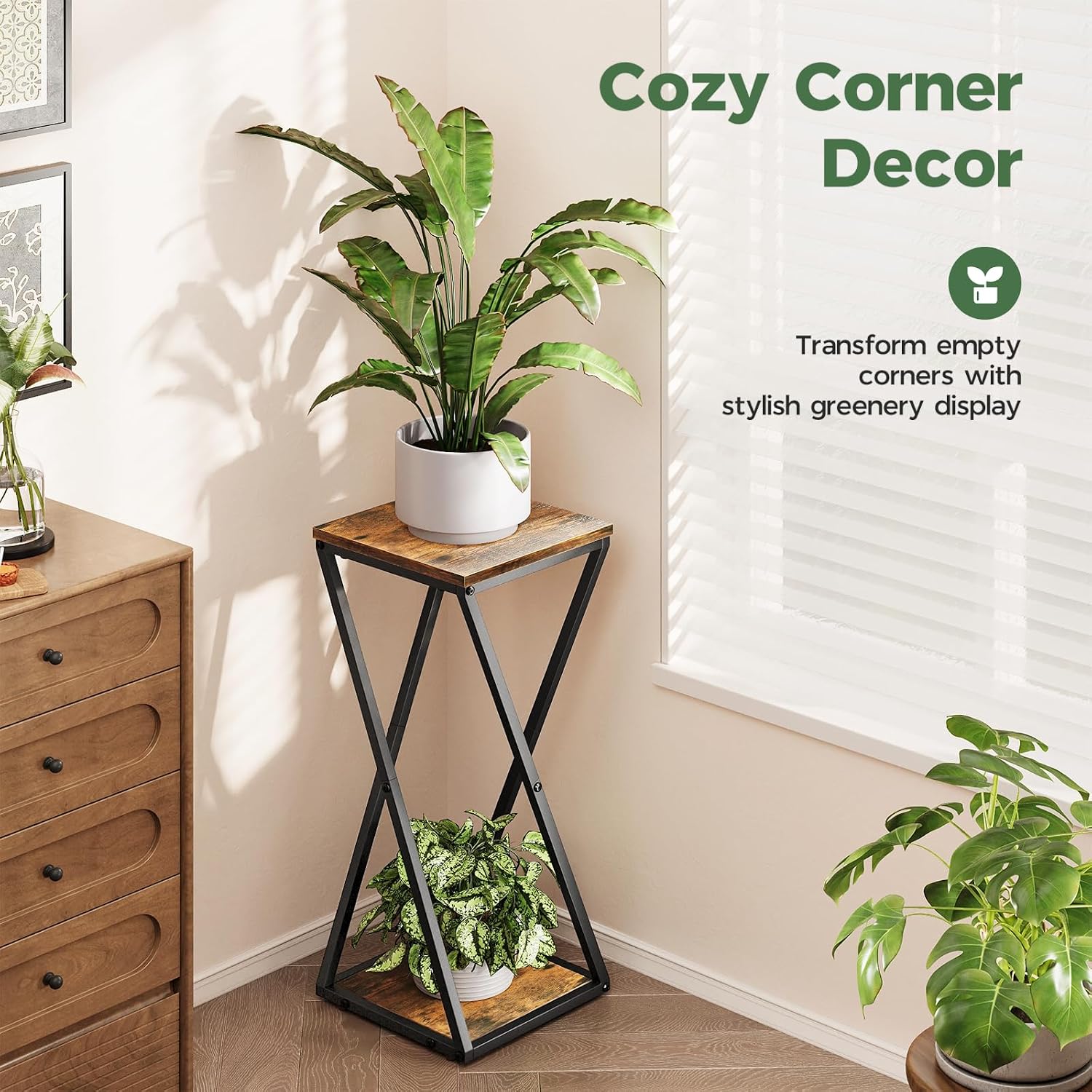 Bamworld Tall Plant Stand Indoor Corner Plant Shelf Tiered Plant Stand Wood Plant Table Heavy Duty Flower Pot Stands