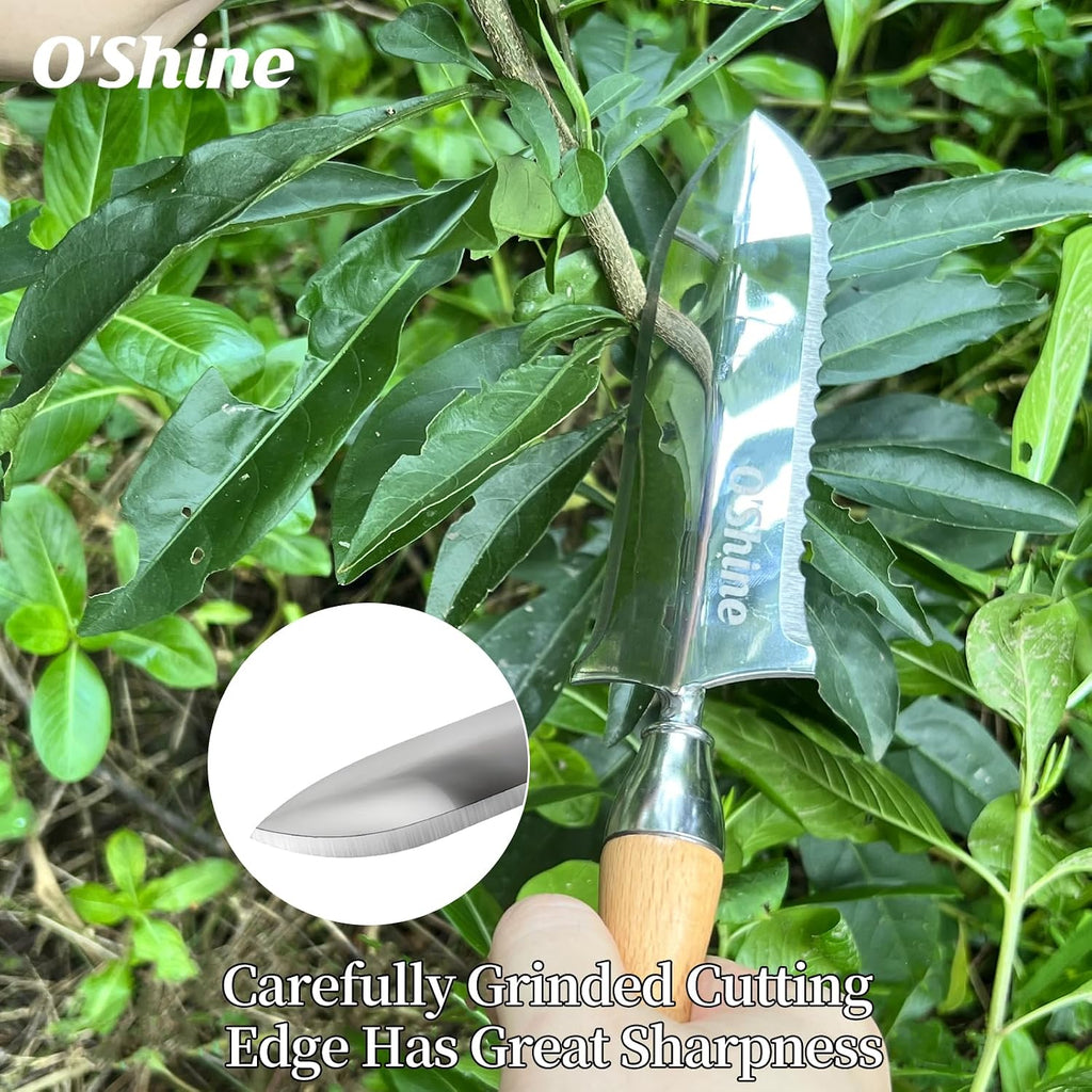 O'Shine 5.5” Full Tang Japanese Hori Hori Garden Knife, Stainless Steel Small Soil Knife for Planting & Transplanting