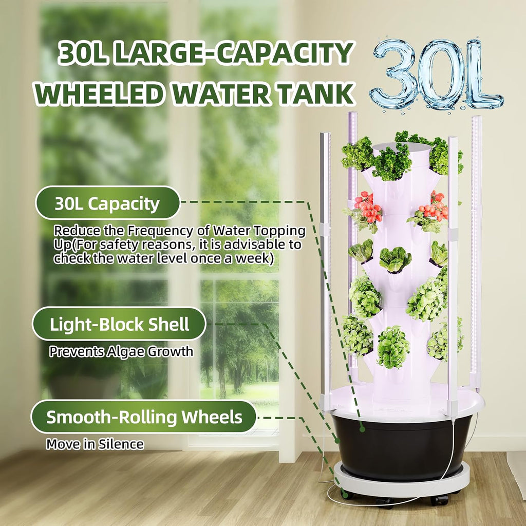 SPECILITE Hydroponics Growing System Kit with Grow Light, 5 Tiers 20 Pods | with Wheels, Pump & Timer, 30L