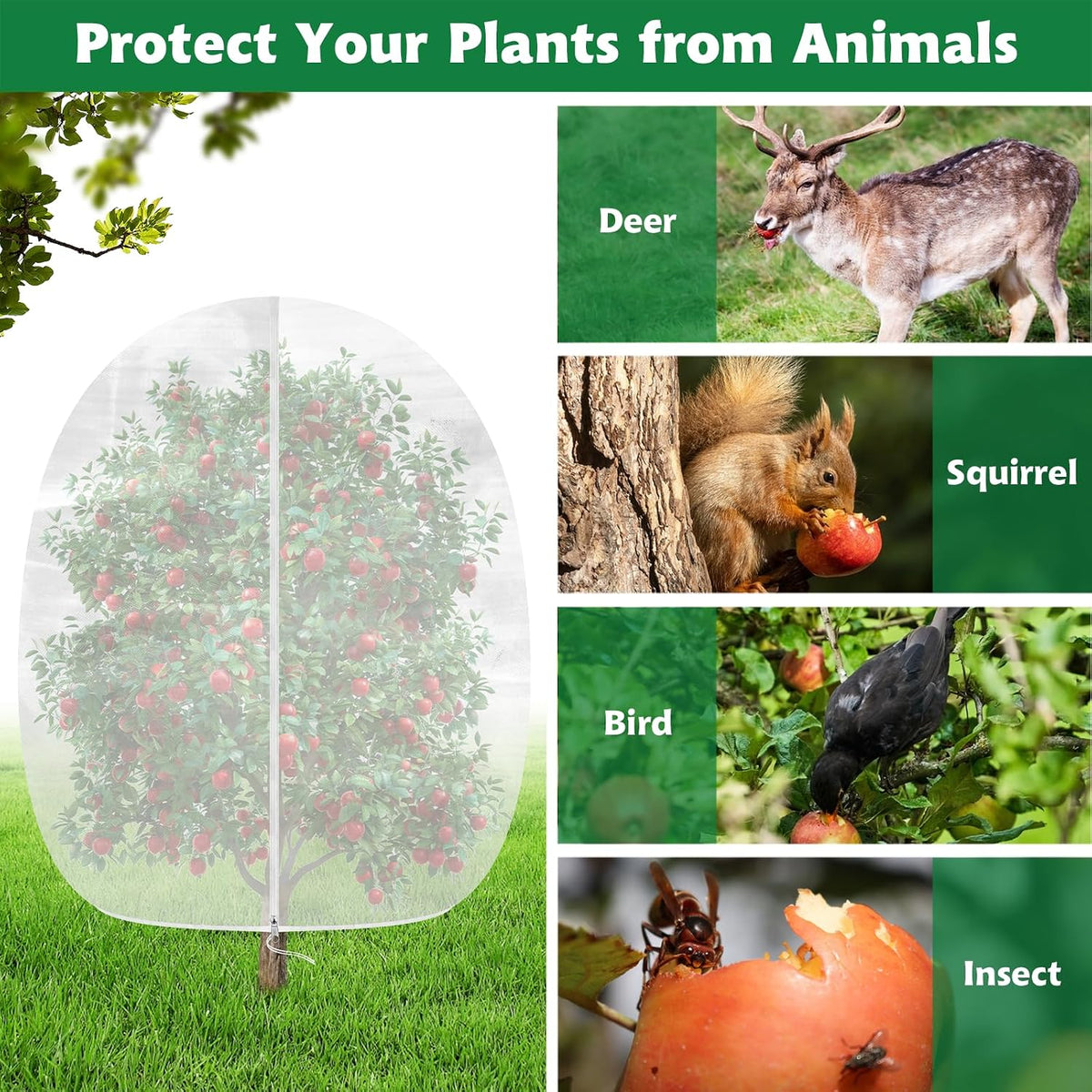 Evoio Bird Netting for Garden Plant Fruit Tree Protection Large Blueberry Bushes Netting Covers Bags with Zipper, 4 x 5