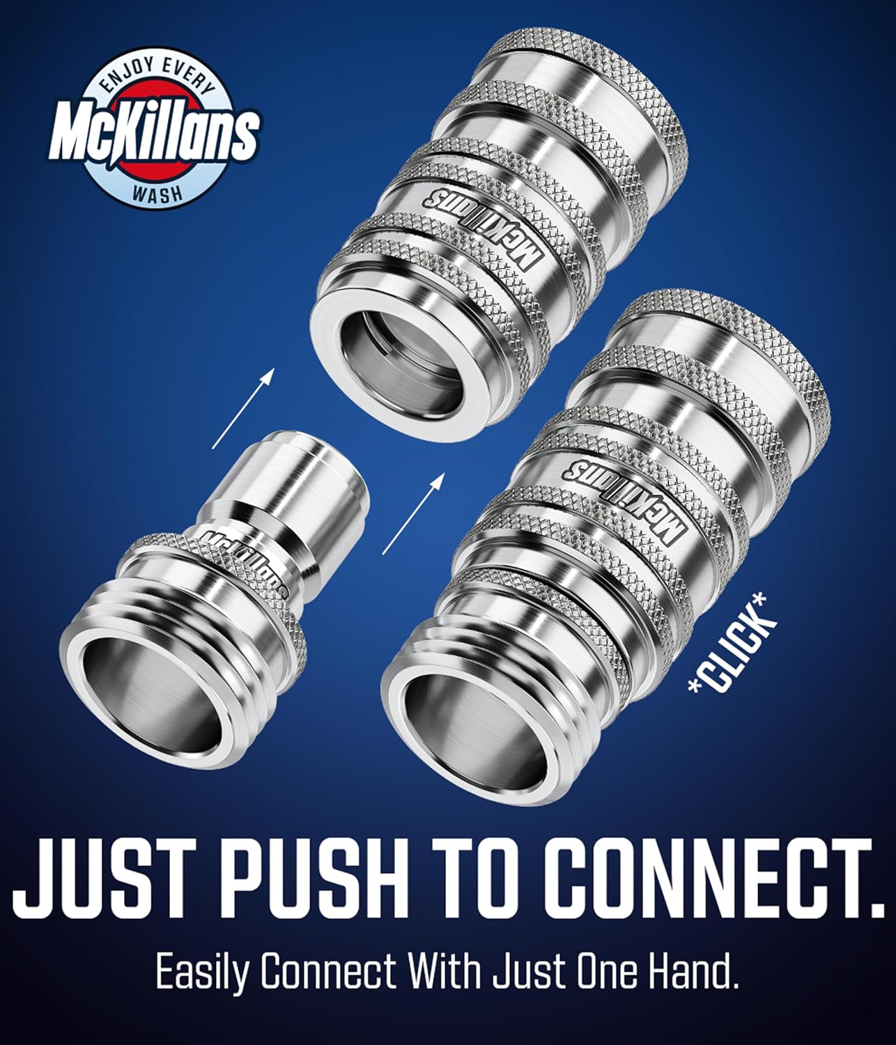 McKillans® 2025 Automatic Garden Hose Quick Connect [UNIVERSAL FIT] - Stainless Steel Quick Connect Hose Fittings