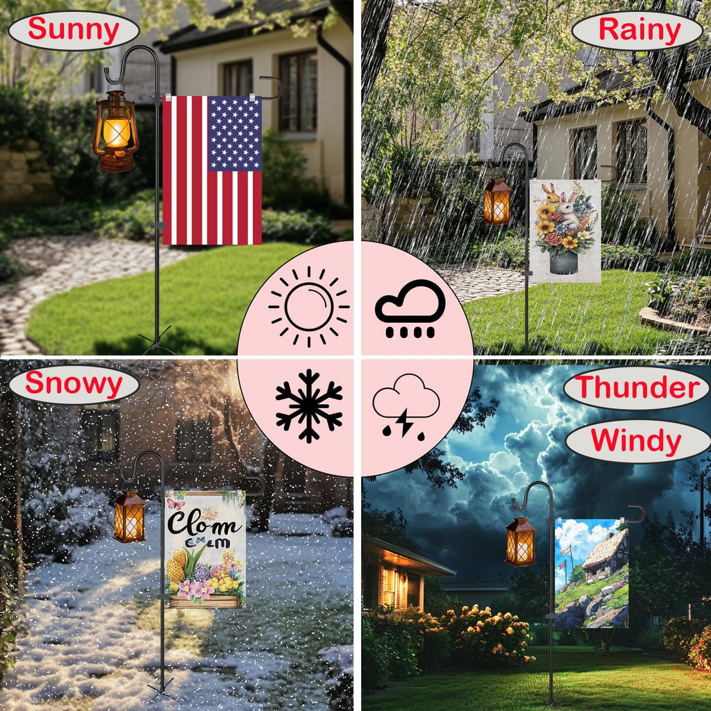 Garden Flag Pole Holder, Metal Garden Yard Flag Stand with Shepherd Hook | 46in Heavy Duty Metal Flag Holder
