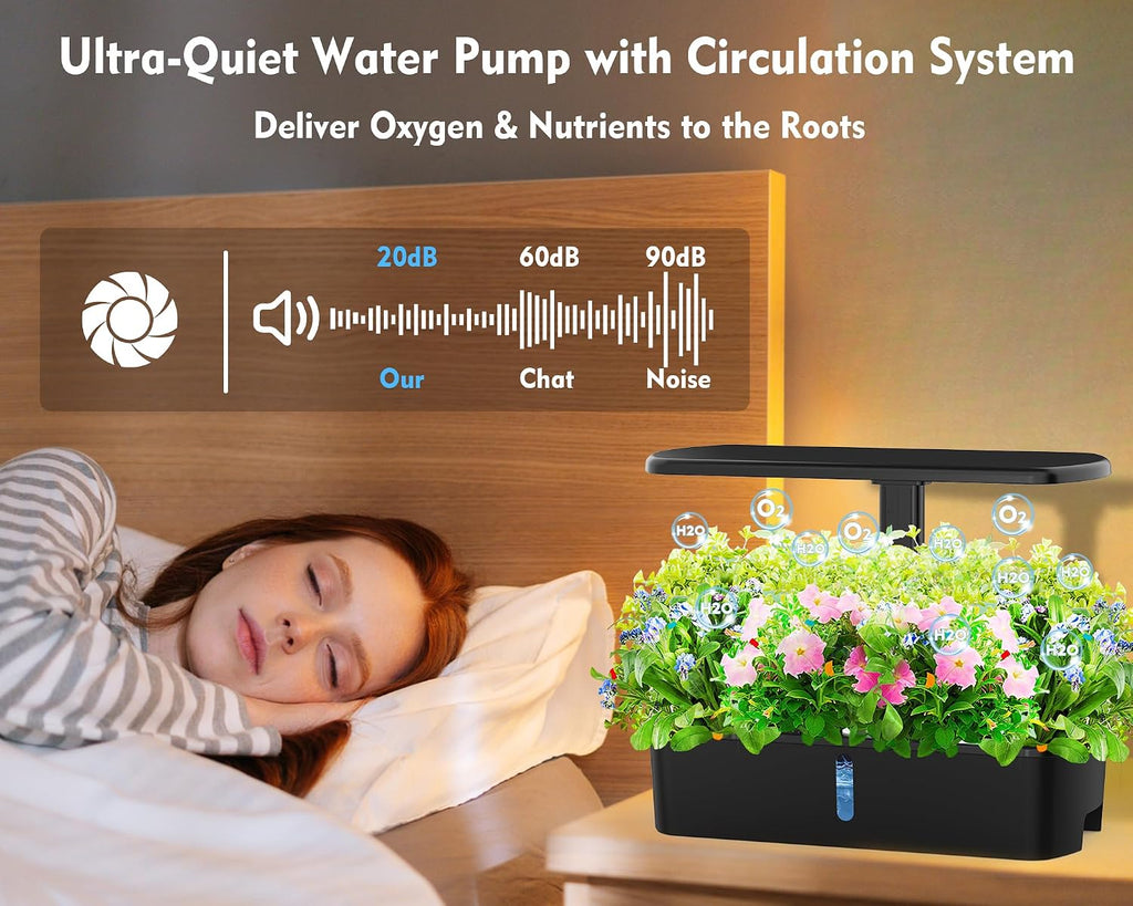 Hydroponics Growing System Kit 12 Pods Indoor Garden, Hydroponic Indoor Herb Garden Kit with Grow Light, Smart in Door