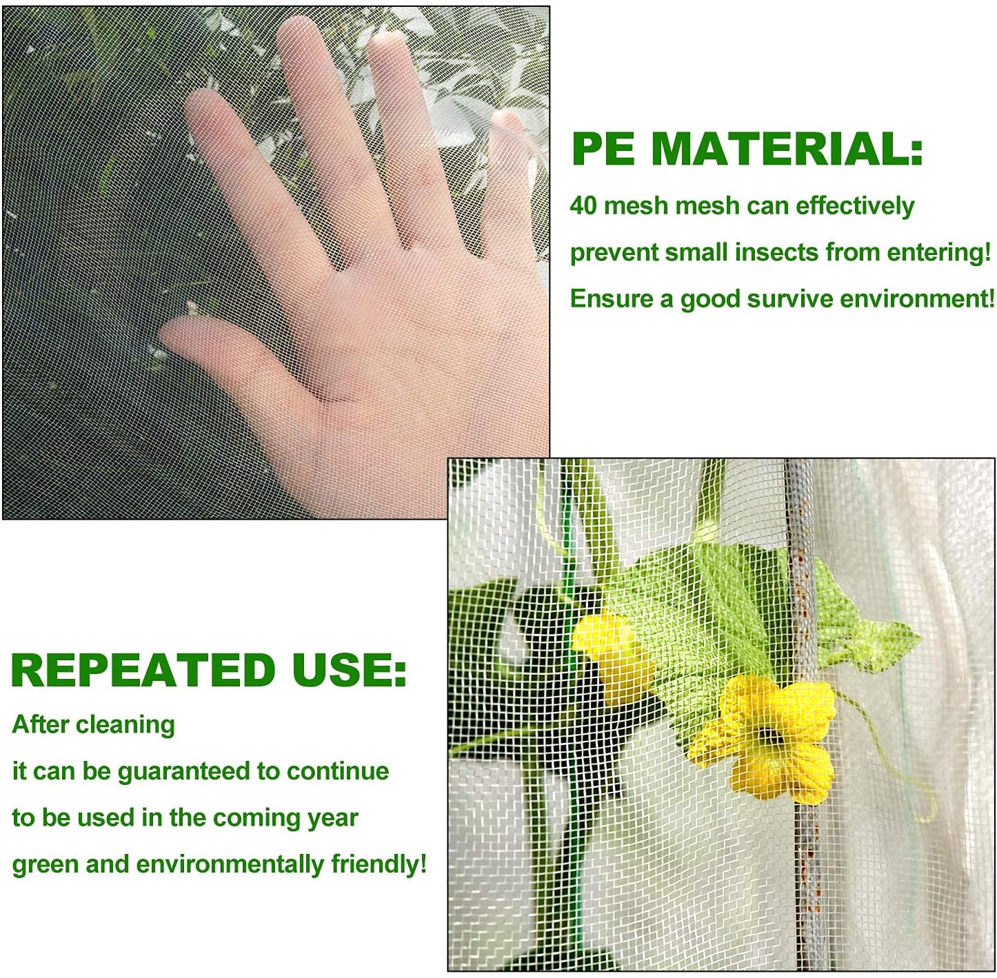 4Pcs Insect Bird Barrier Mesh, 7.9 x 5.9 FT Garden Netting Barrier | Bird Netting, Netting for Plant with Drawstring