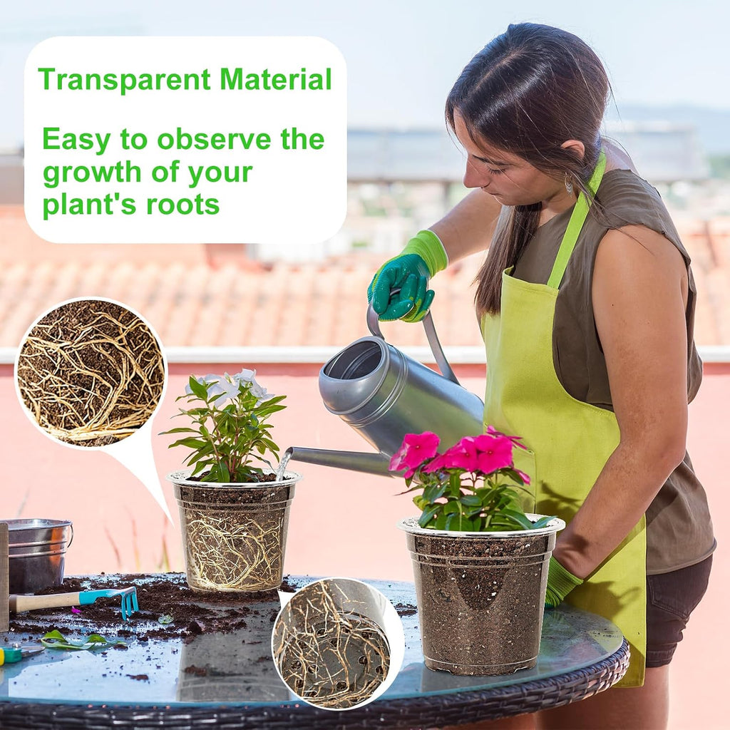 JNYONG 60 Pack 3.5/4/5/6/7 Inch Clear Nursery Pots with Drainage Hole | Variety Sizes Seed Starting Pots Transparent