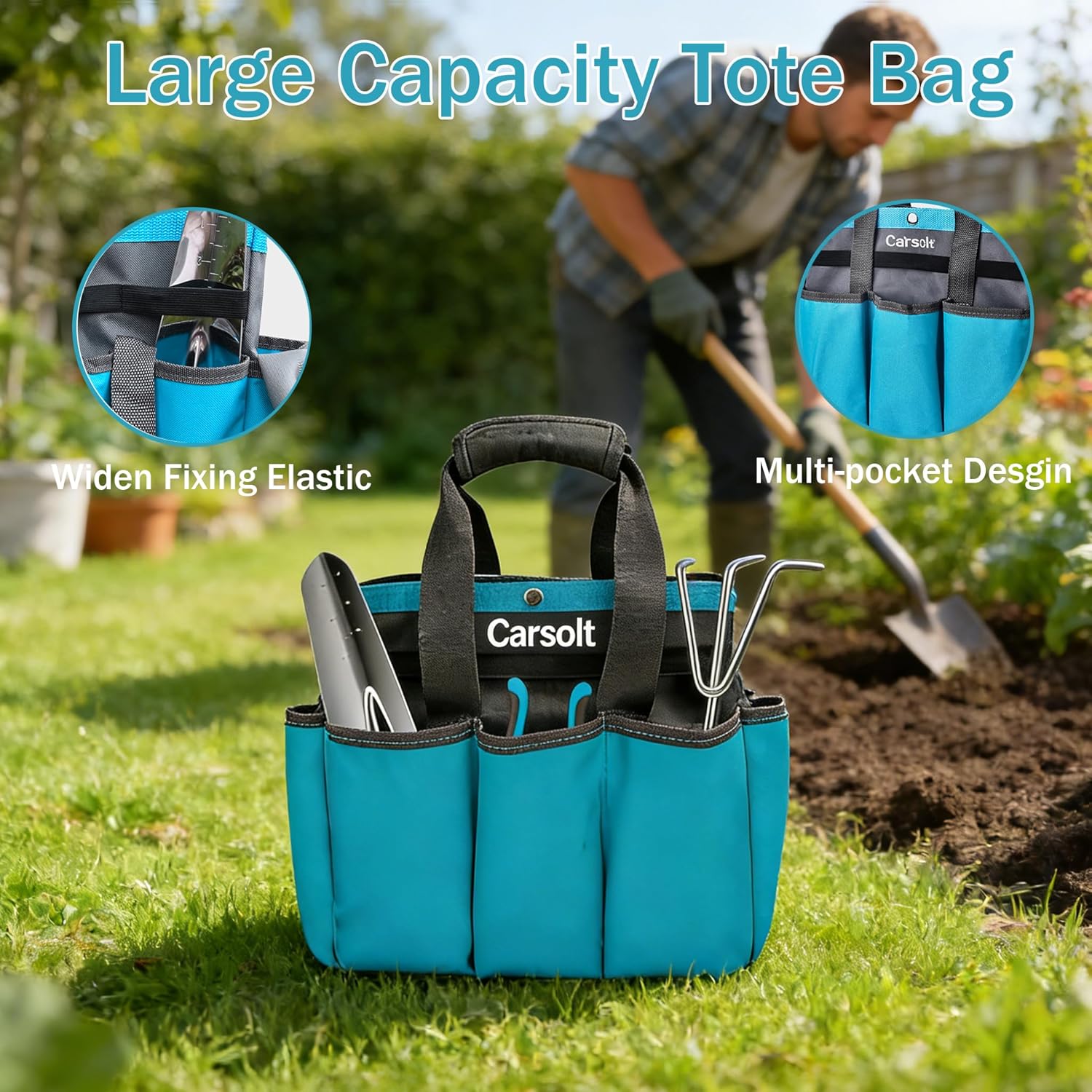 Gardening Tools, Carsolt 10 Piece Heavy Duty Stainless Steel Garden Tools Set with Ergonomic Rubber Handle. Variety of