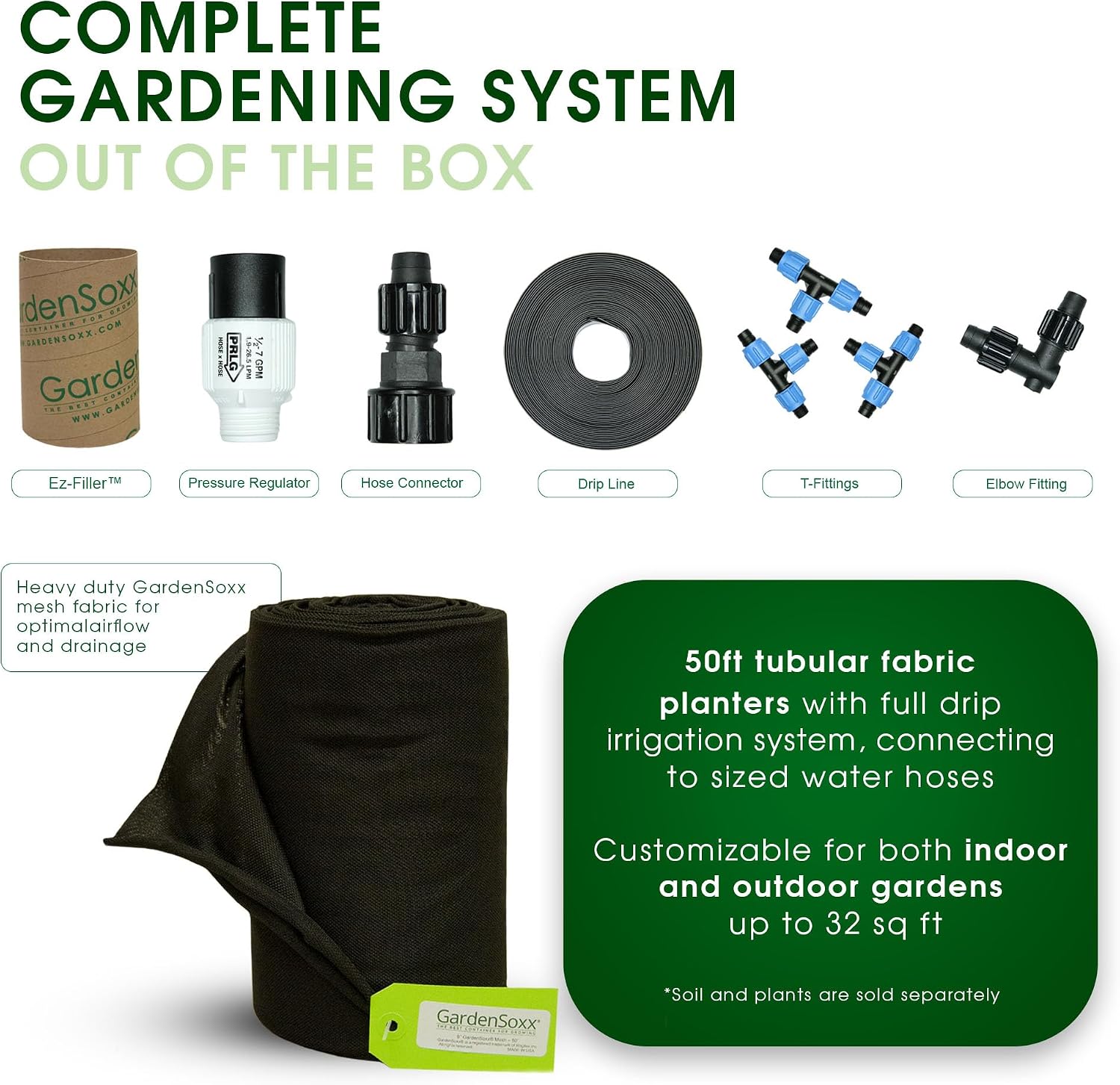 4x8 (32 sq ft) Raised Garden Bed Kit with Built-in Drip Irrigation Watering System – Flexible Fabric Grow Bag Planter