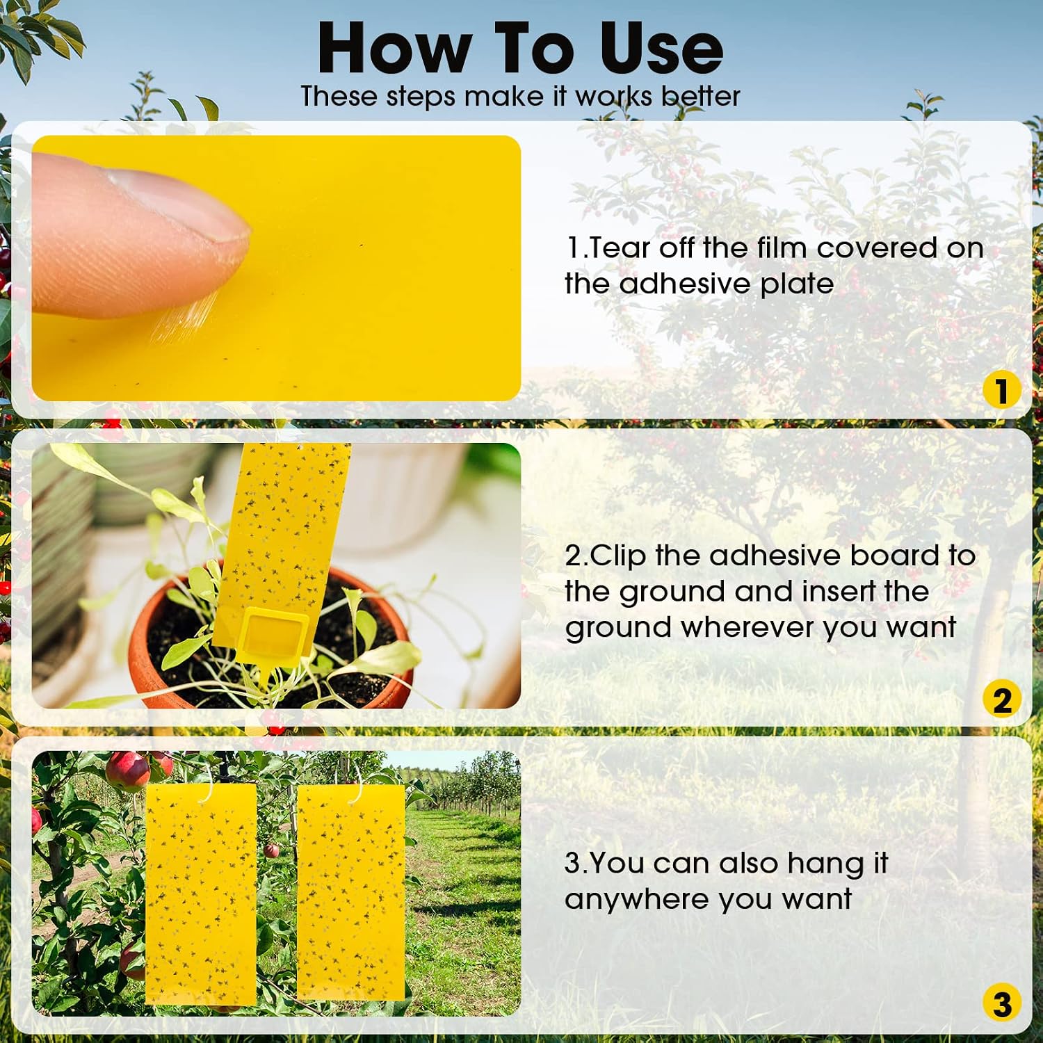 Qualirey 550 Pcs 7.9 x 4 Inch Yellow Sticky Traps for Plant Gnats Dual Sided Fruit Fly Sticky Traps for Indoors